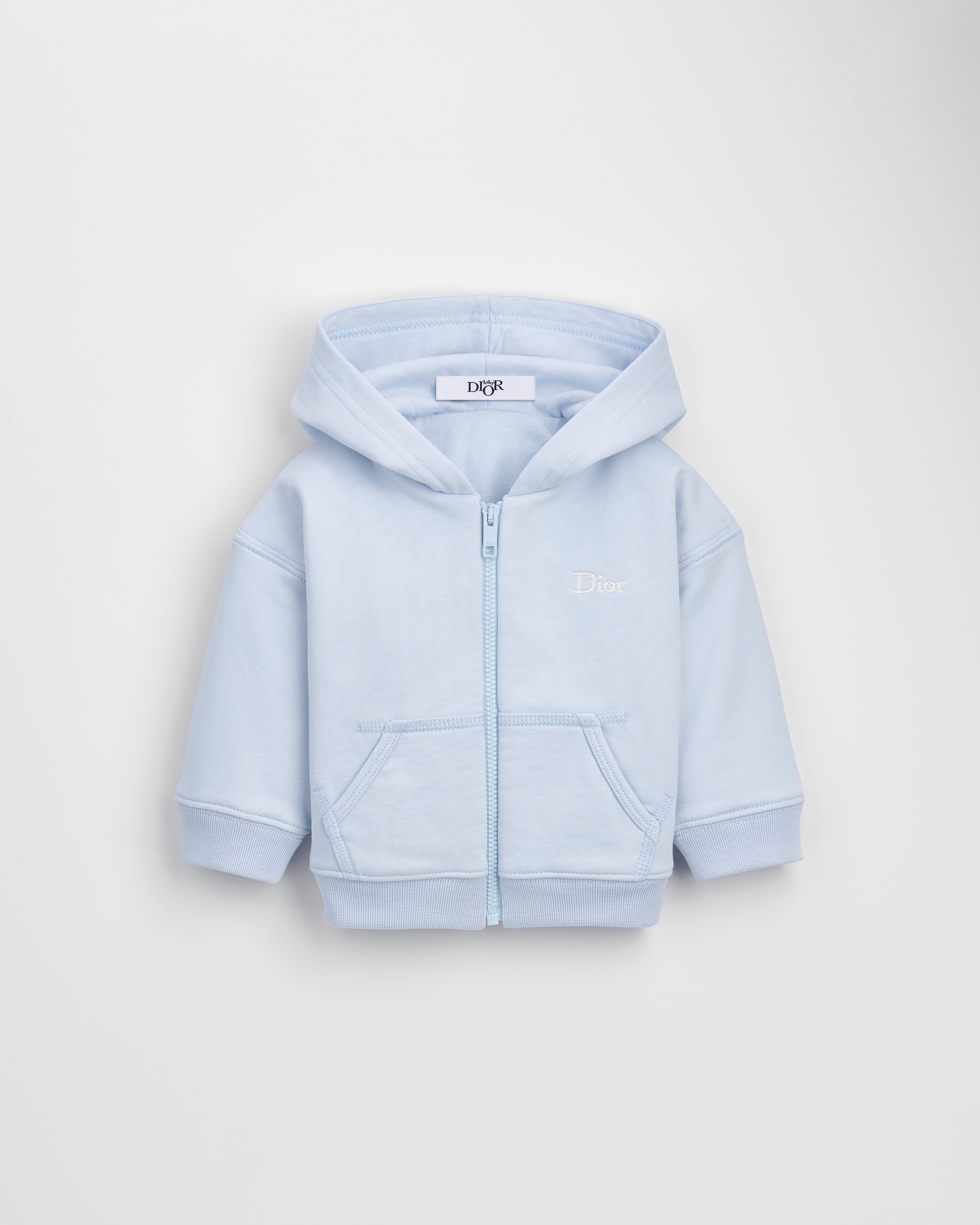 Baby Zipped Hooded Sweatshirt Light Blue Cotton Fleece E01