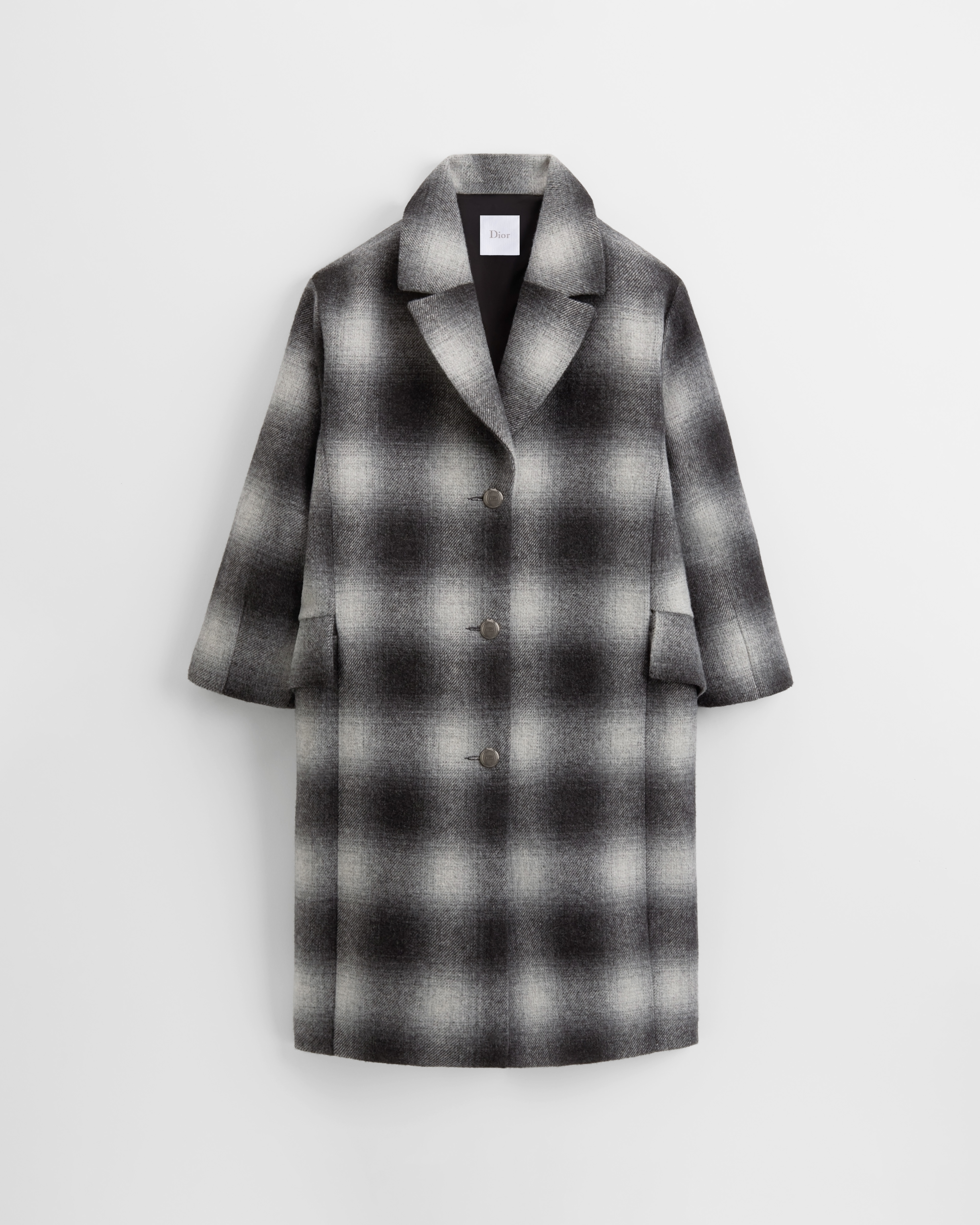 Kids' Coat Gray Checkered Wool Blend E01