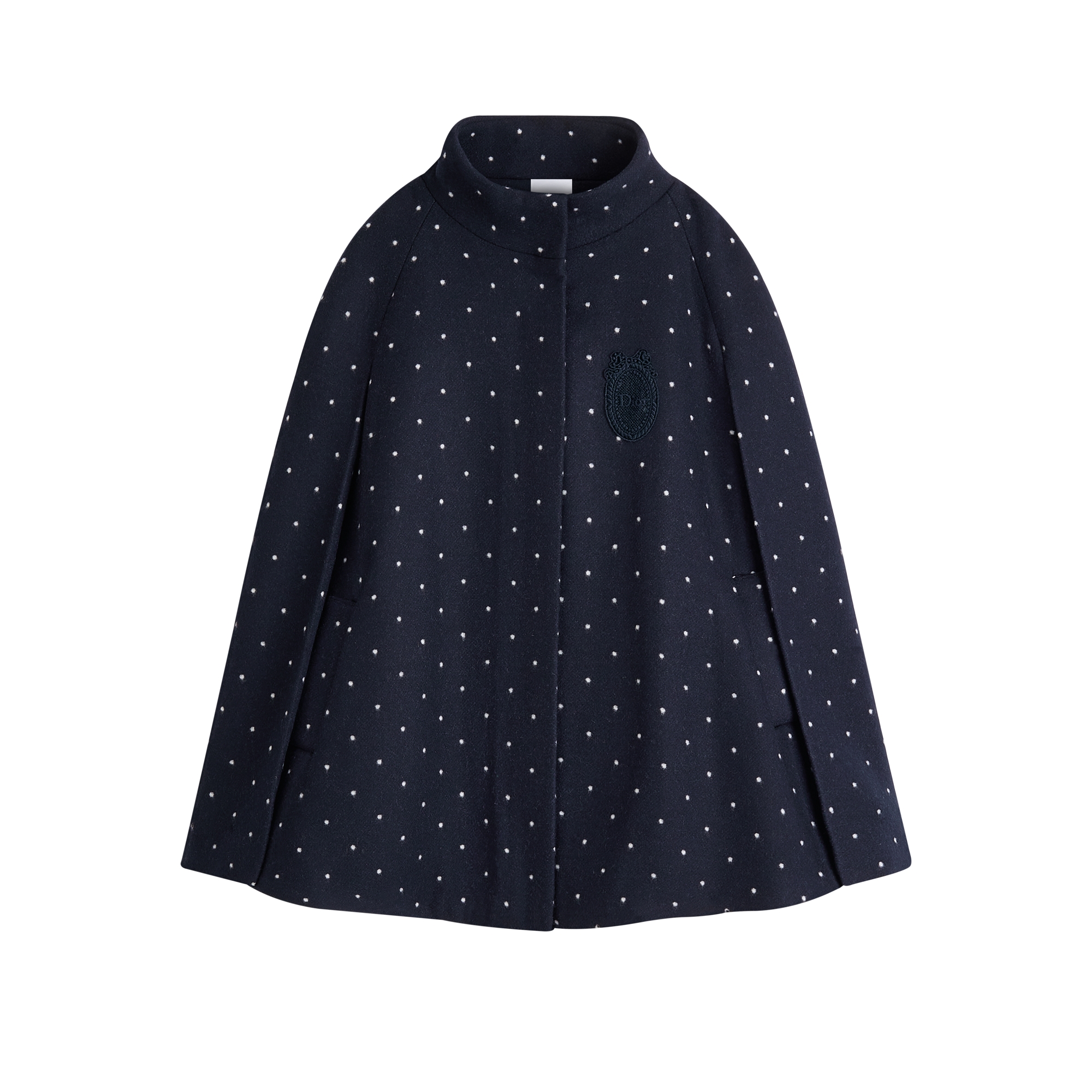 Kids' Cape Navy Blue Polka Dot Wool E01