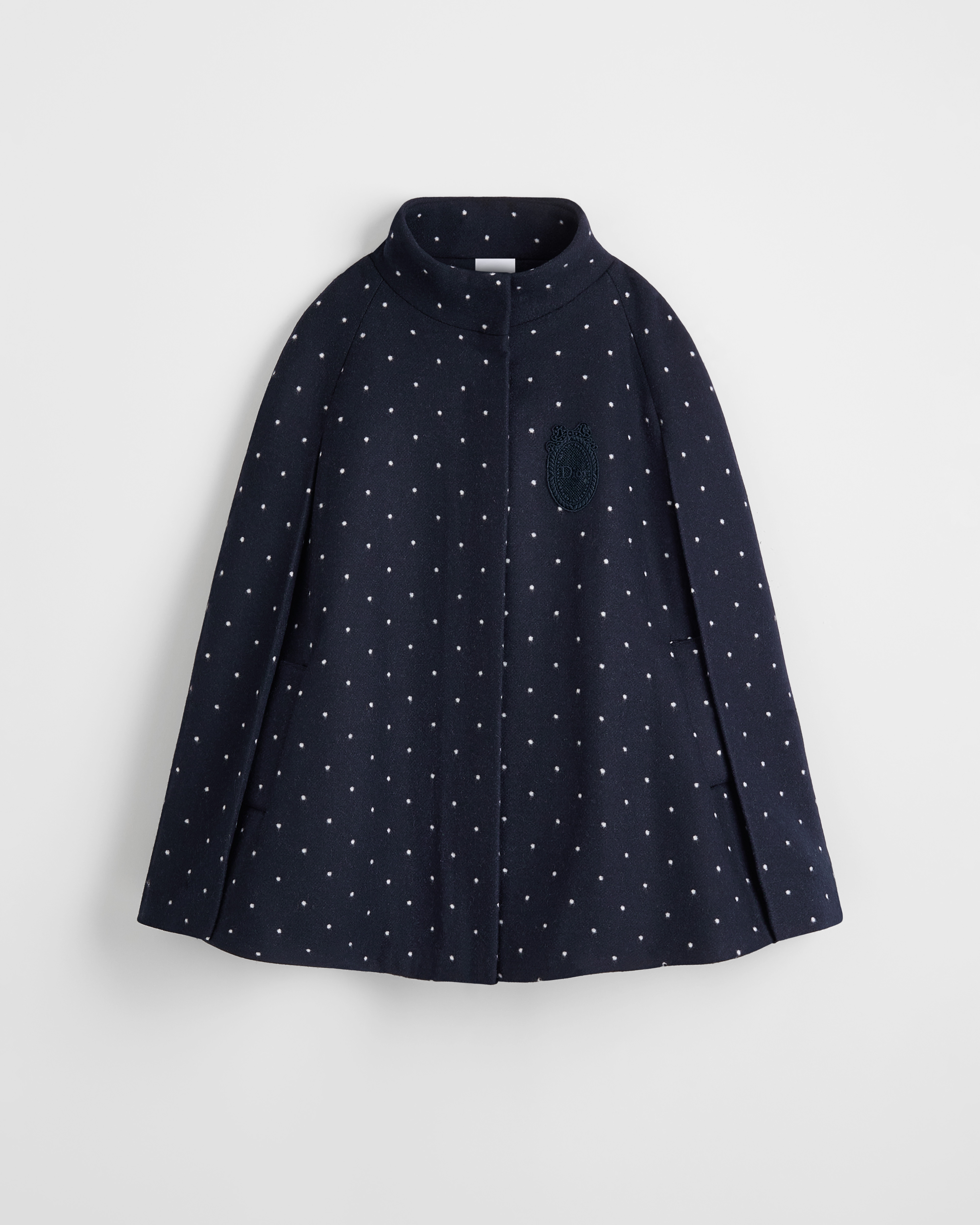 Kids' Cape Navy Blue Polka Dot Wool E01