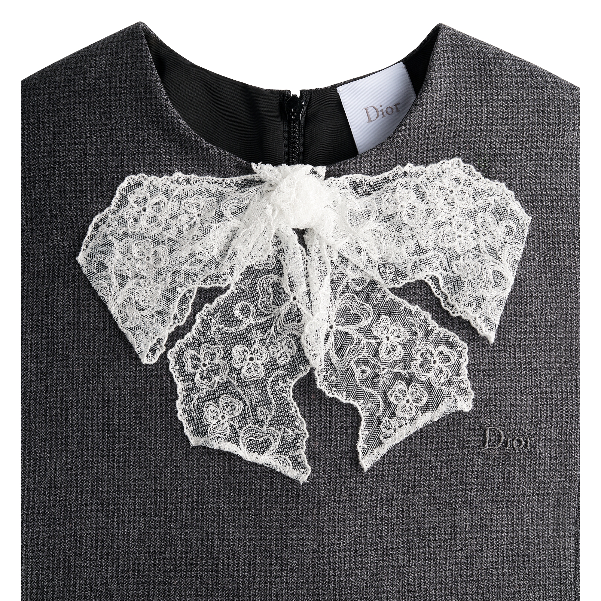 Kids' A-Line Dress Anthracite Gray Nano Houndstooth Wool E10