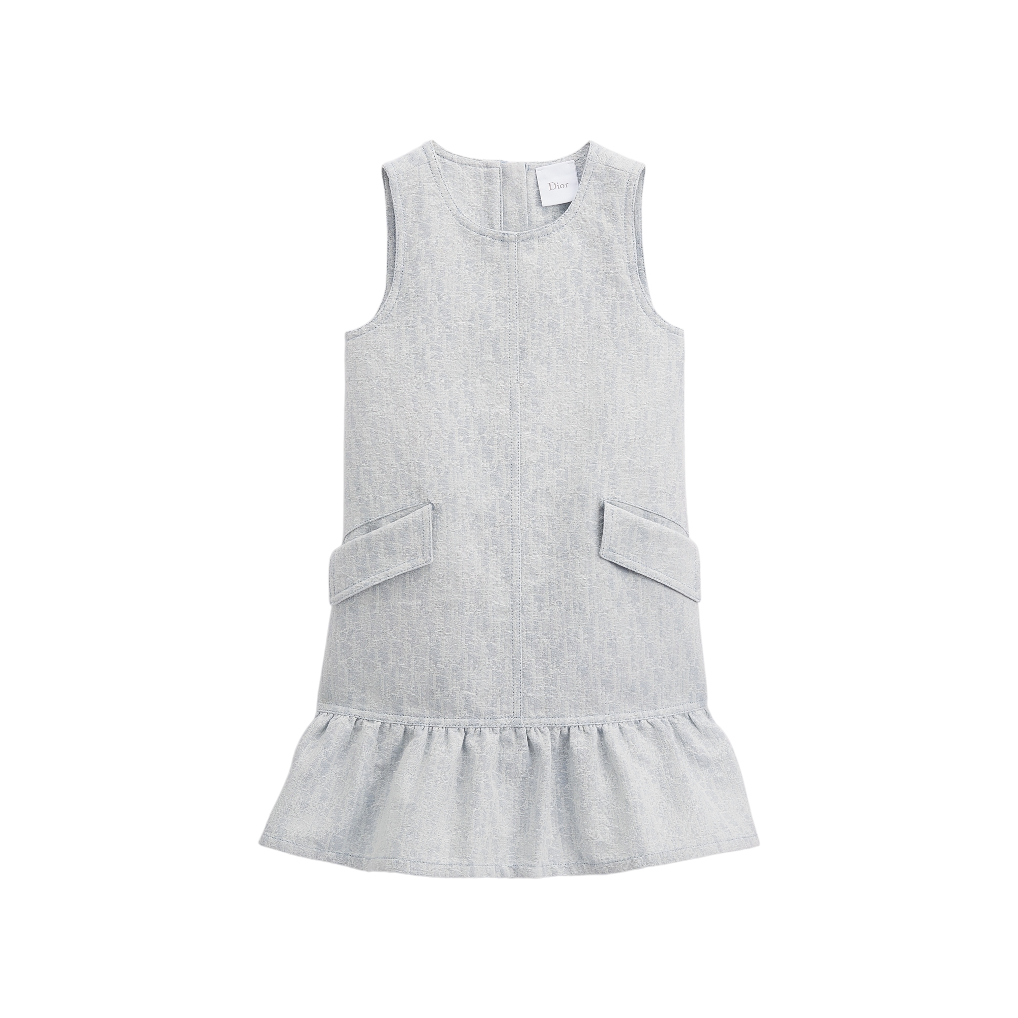 Kids' A-Line Dress Light Blue Dior Oblique Jacquard E01