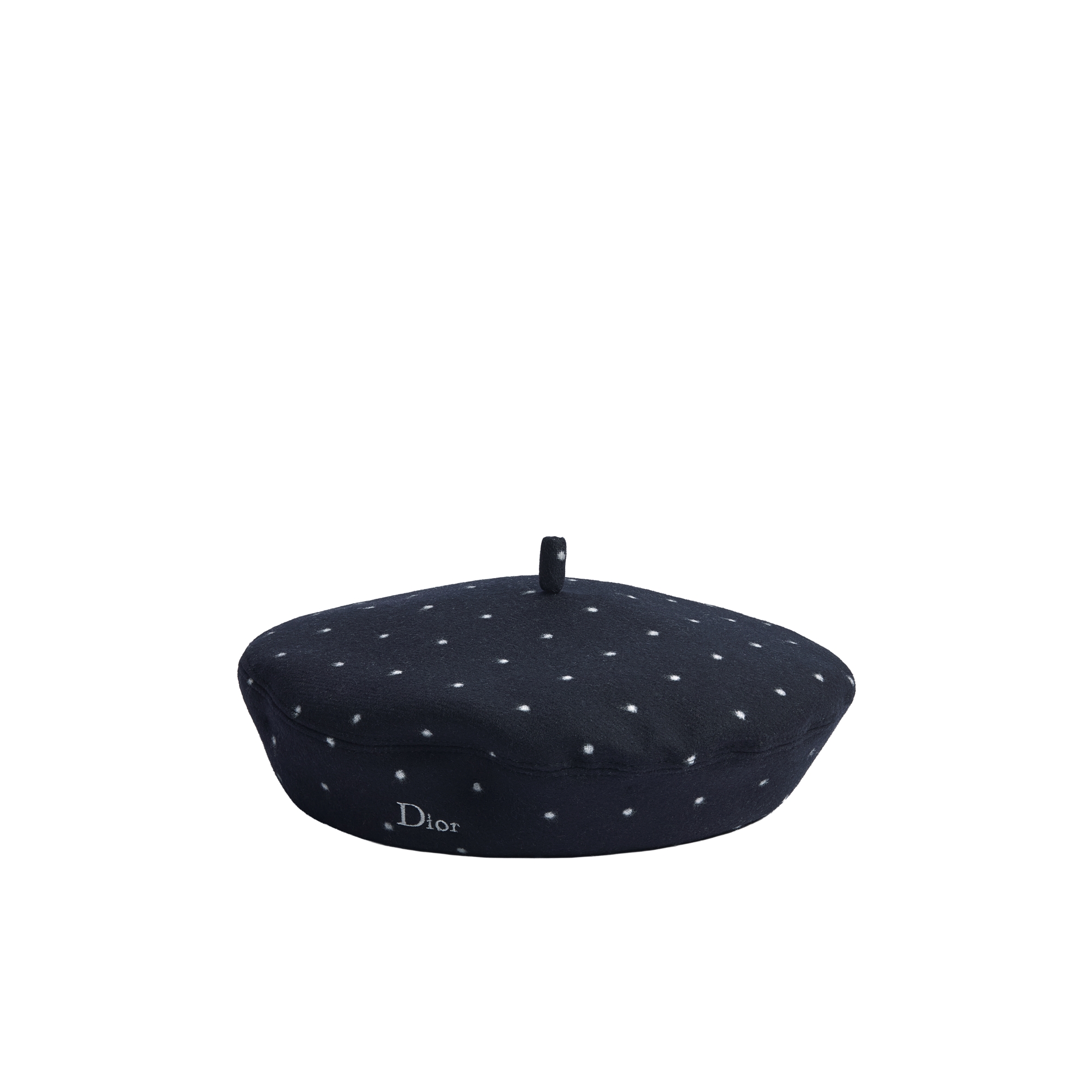Kids' Beret Navy Blue Polka Dot Wool E01