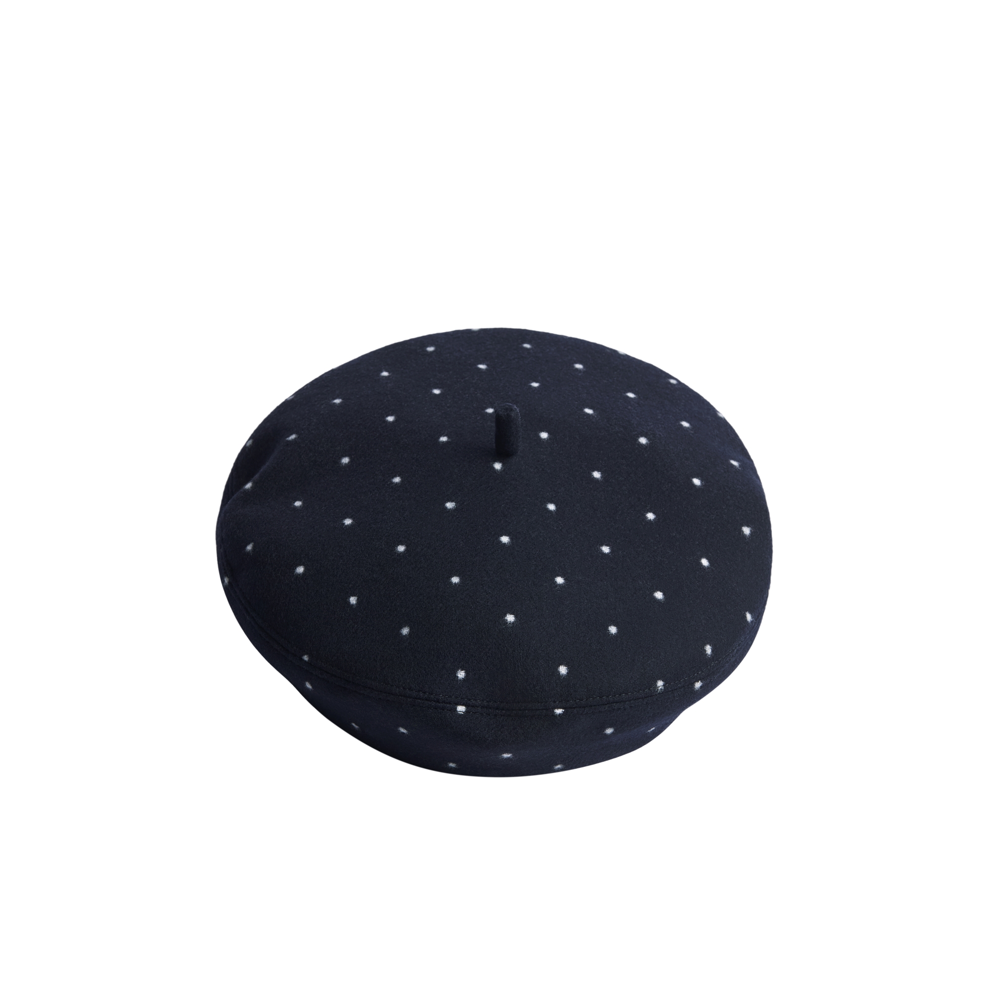 Kids' Beret Navy Blue Polka Dot Wool E06
