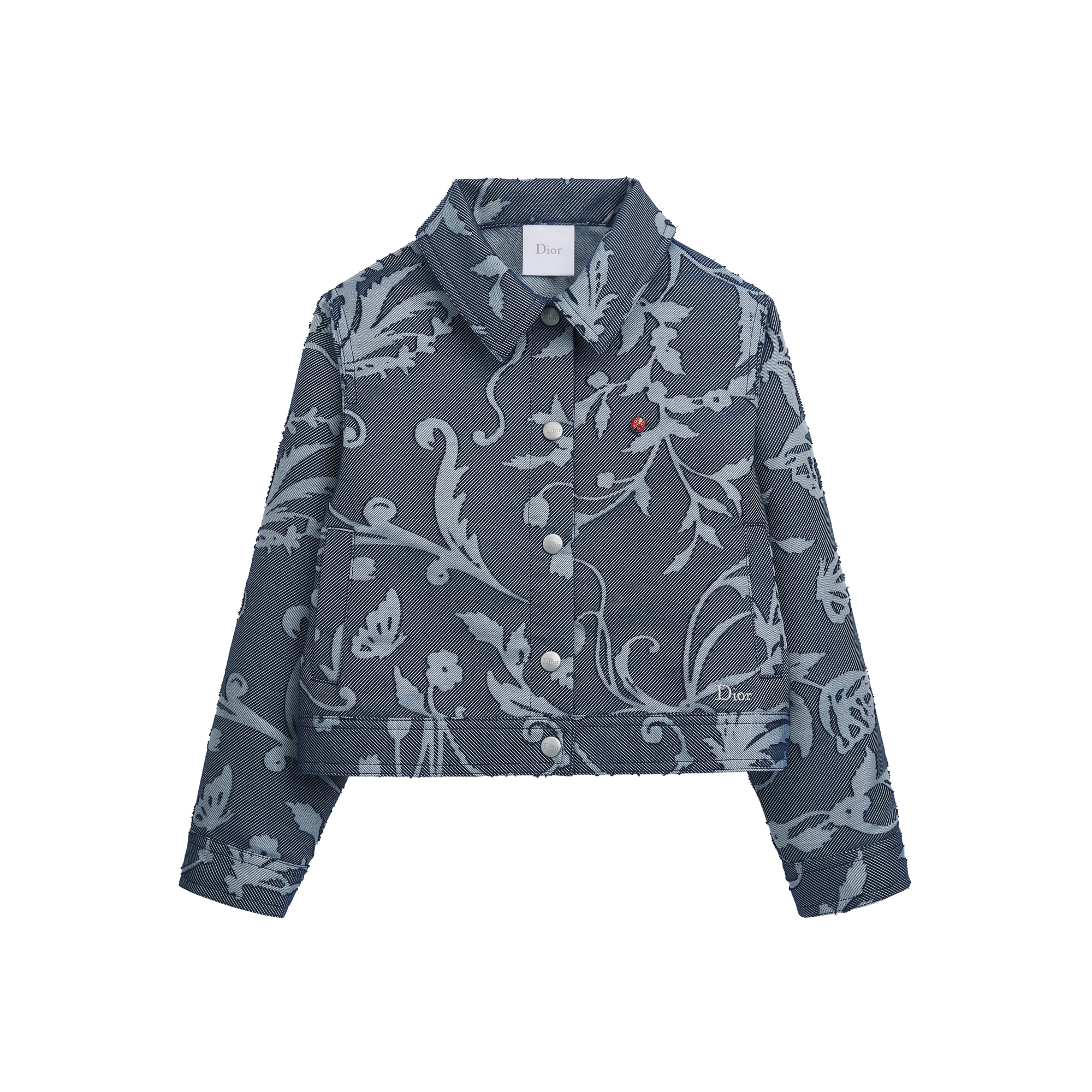baby Dior トワルドジュイ デニムジャンスカ 12M Kids' Jacket Denim Blue Twill with Gray Devoré Seasonal Floral