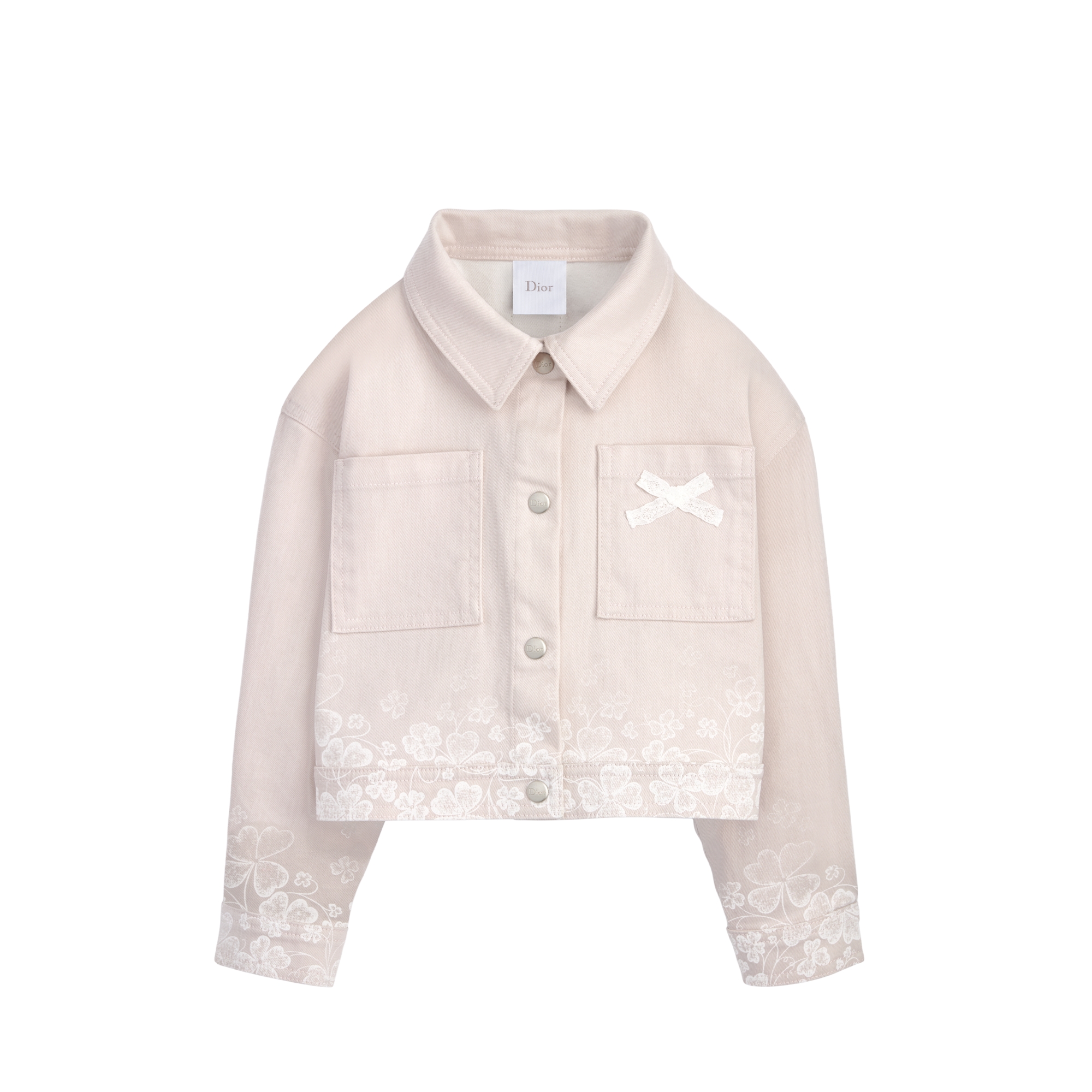 Kids' Cropped Jacket Pale Pink Cotton Gabardine E01