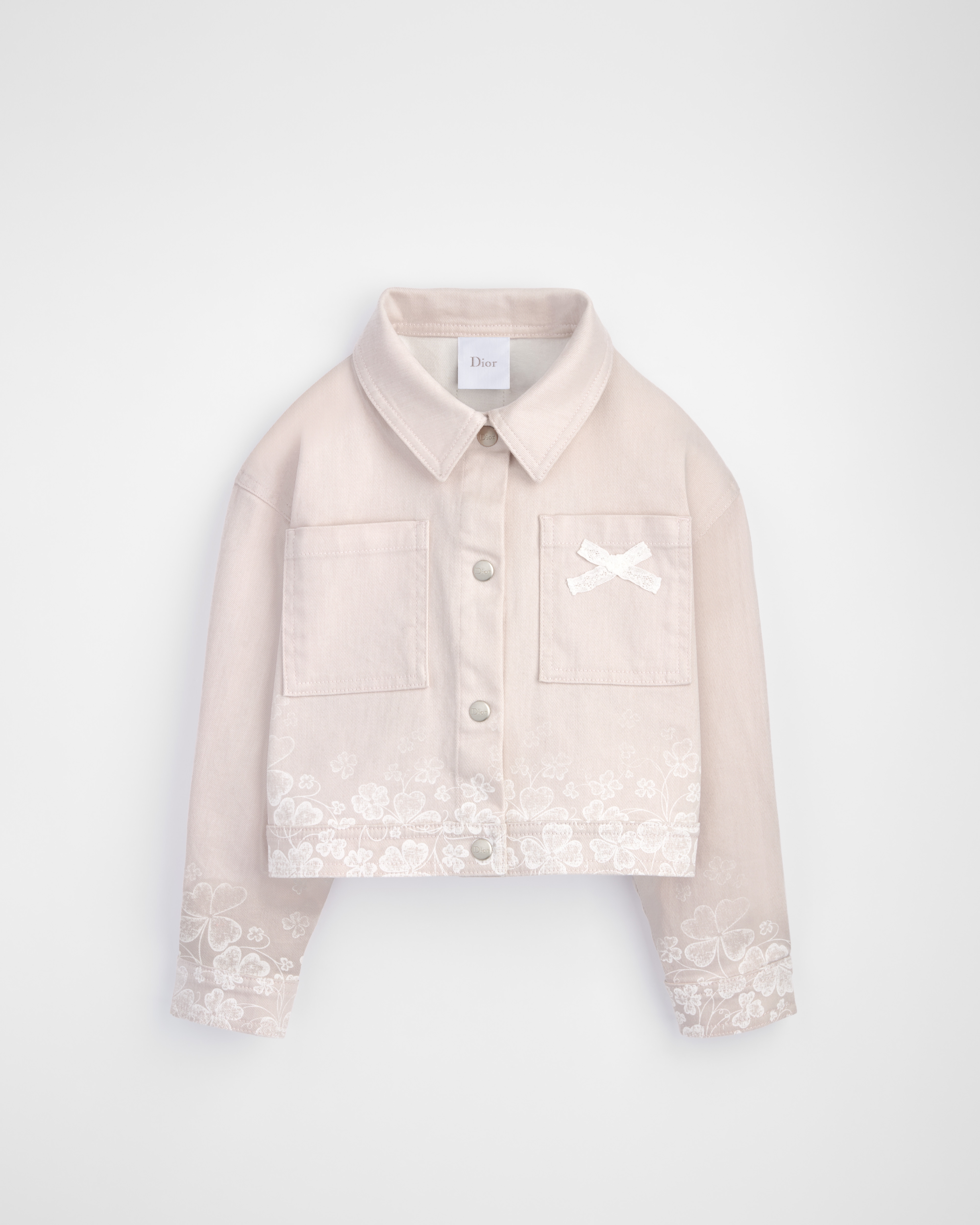 Kids' Cropped Jacket Pale Pink Cotton Gabardine E01