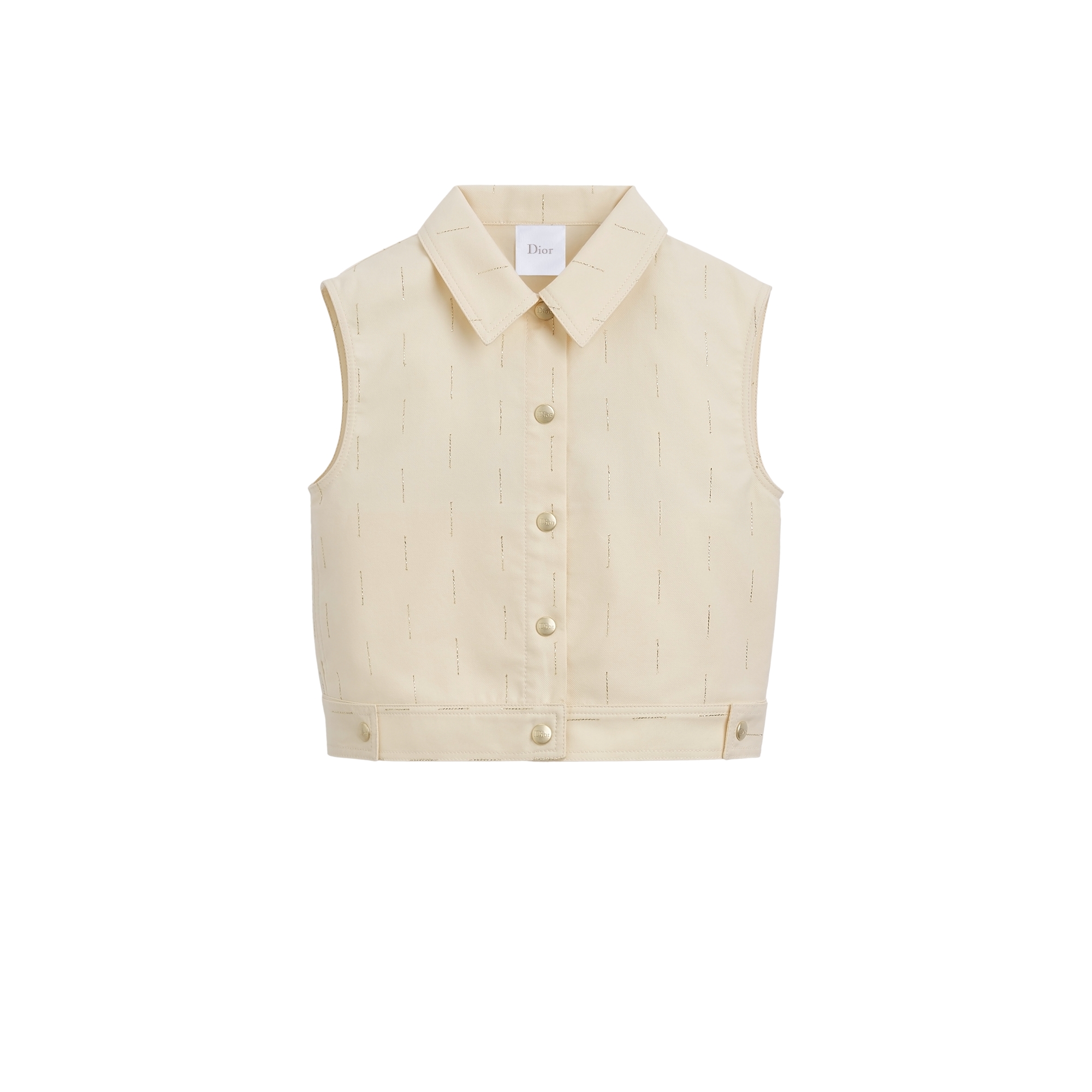 Kids' Vest Vanilla and Gold-Tone Cotton Gabardine E01