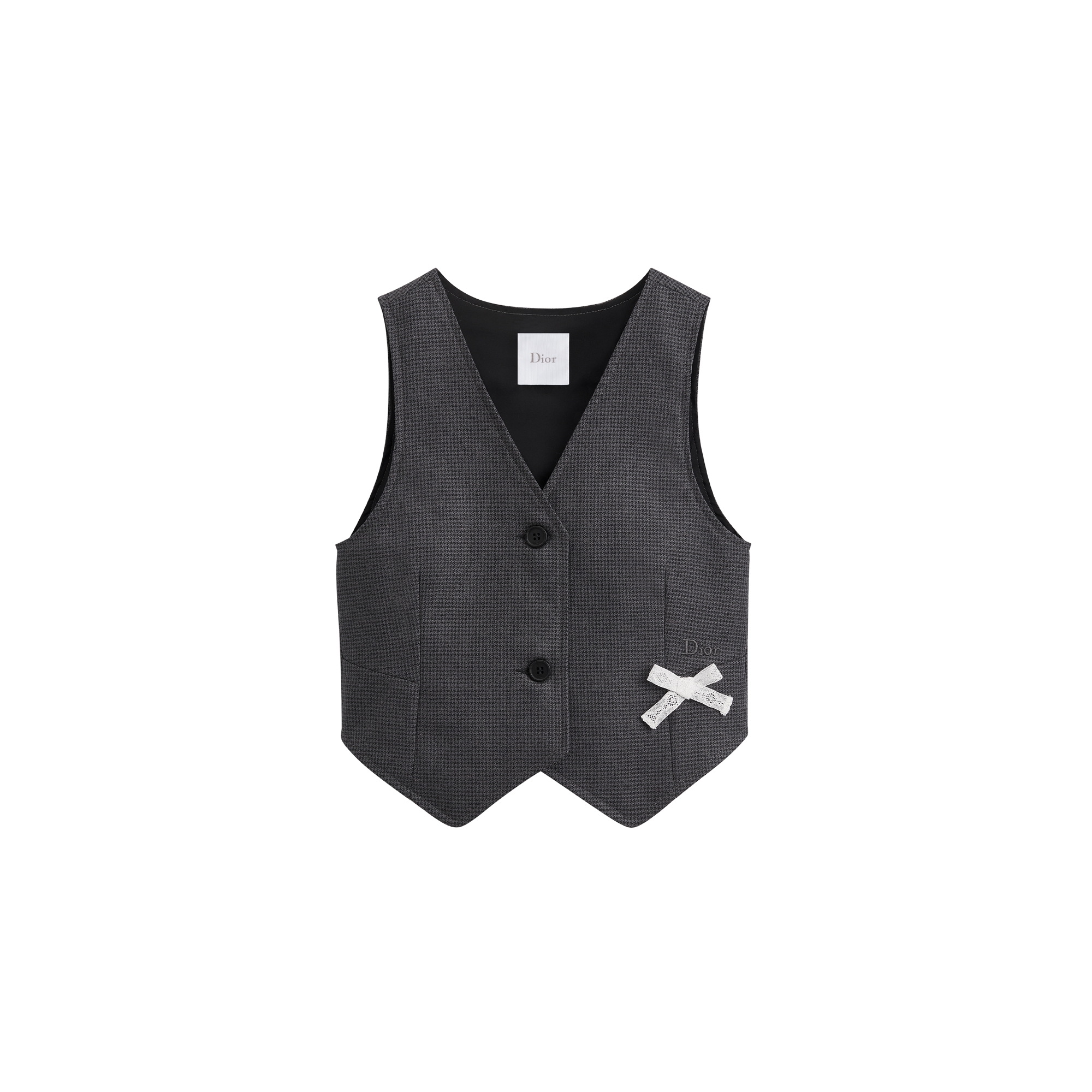 Kids' Vest Anthracite Gray Nano Houndstooth Wool E01