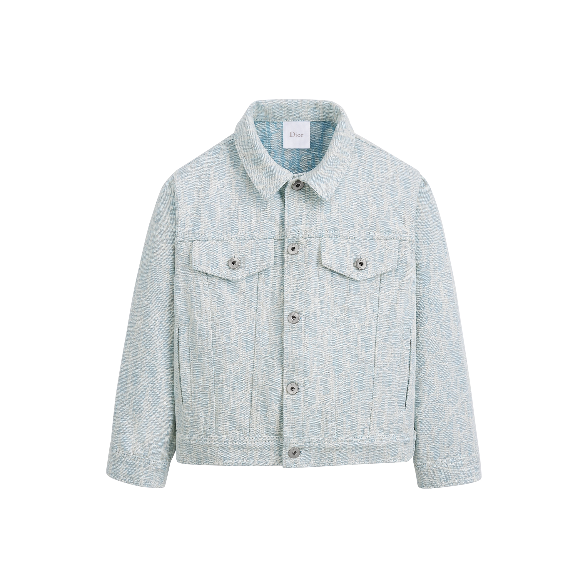 Kids' Jacket Light Blue Dior Oblique Washed Cotton Denim E01