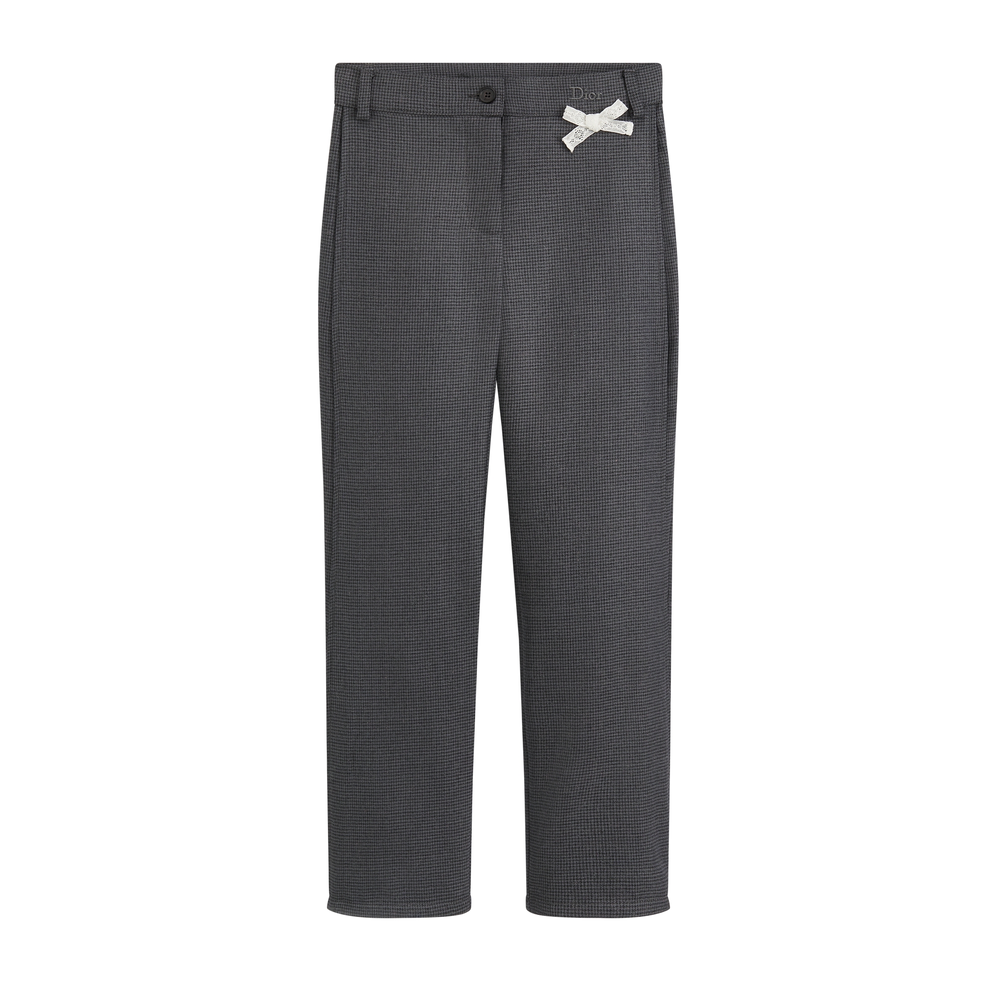 Kids' Wide-Leg Pants Anthracite Gray Nano Houndstooth Wool E01