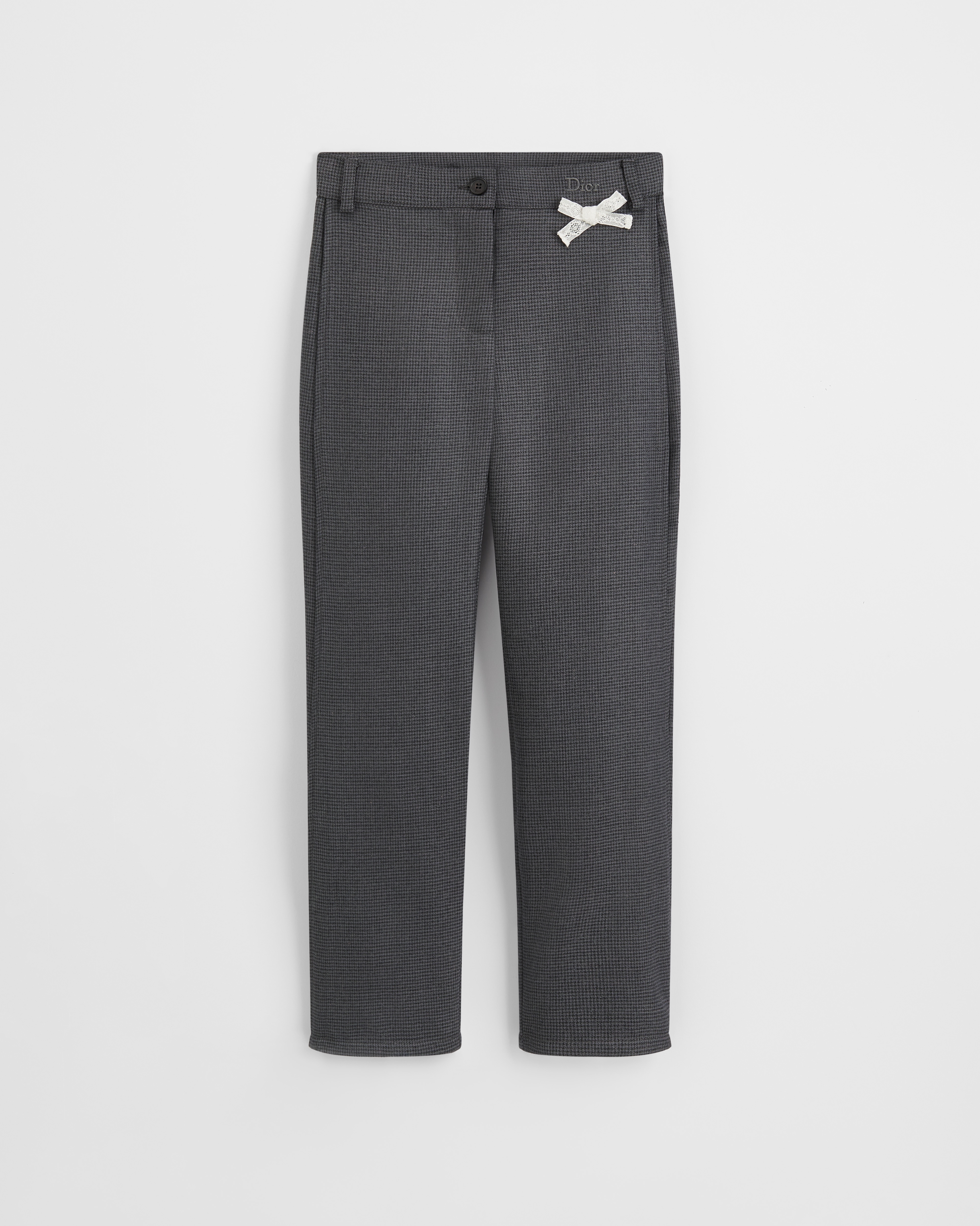 Pantaloni palazzo per bambini Lana grigio antracite con motivo pied-de-poule nano E01