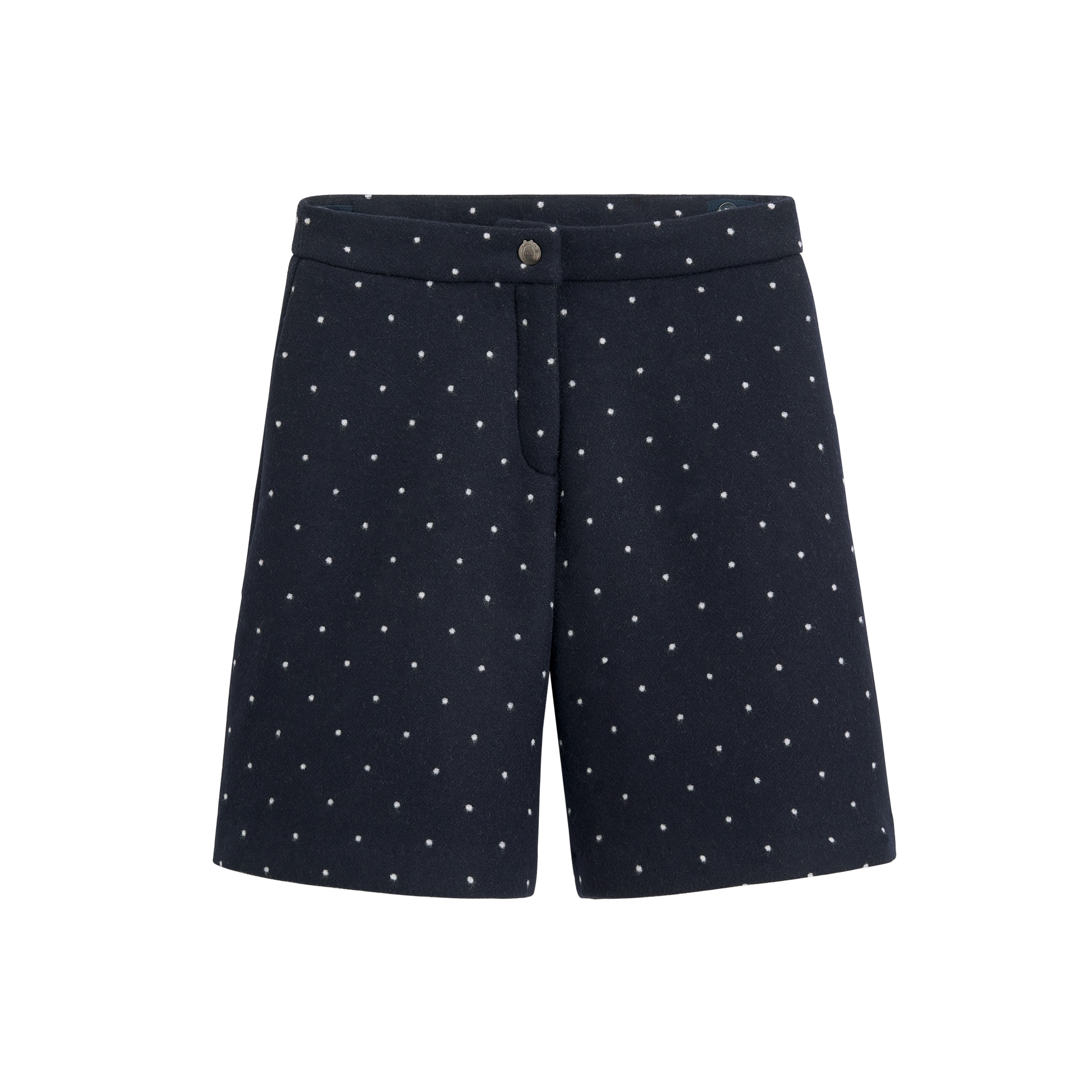 Kids' Bermuda Shorts Navy Blue Polka Dot Wool E01