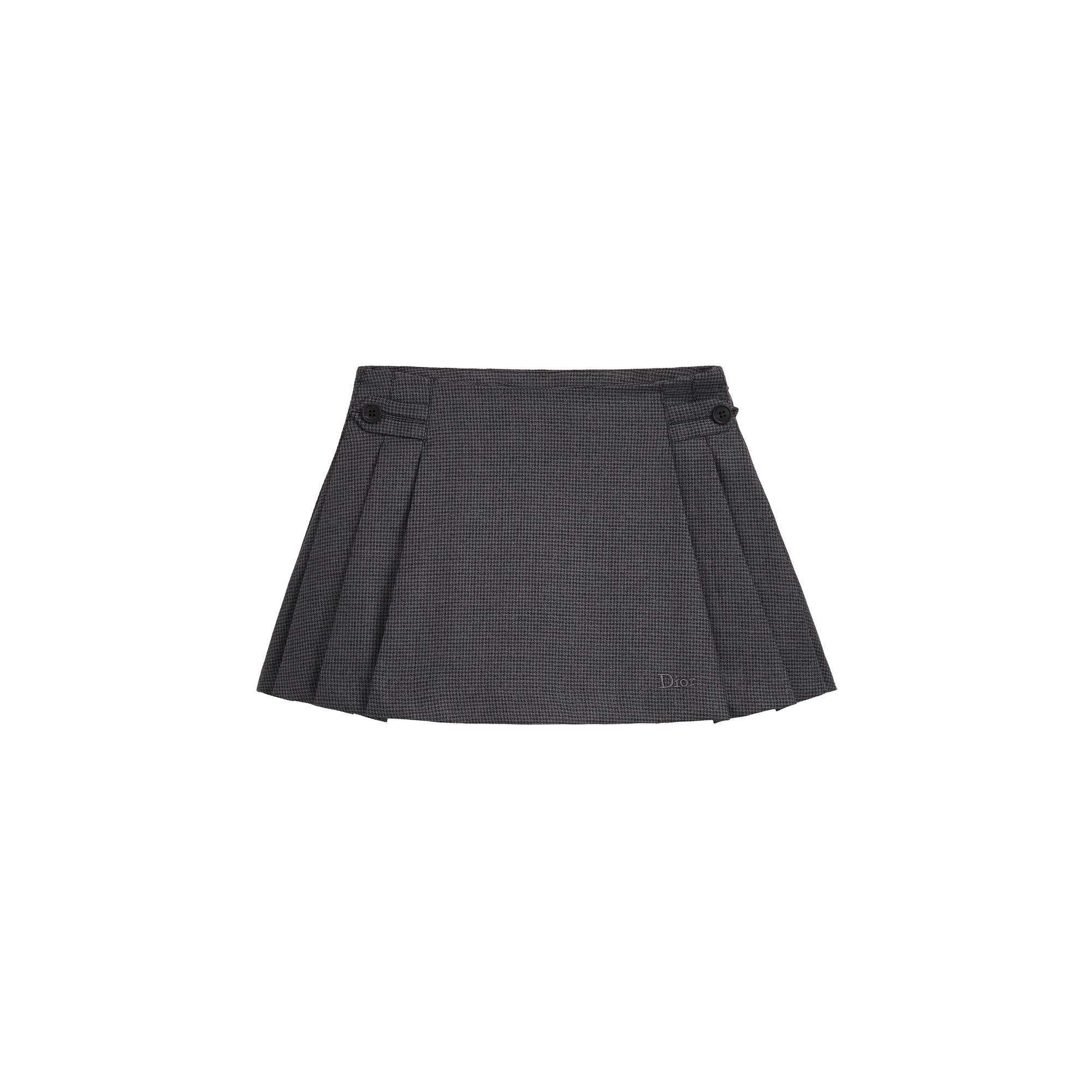 Kids' A-Line Skirt Anthracite Gray Nano Houndstooth Wool E01