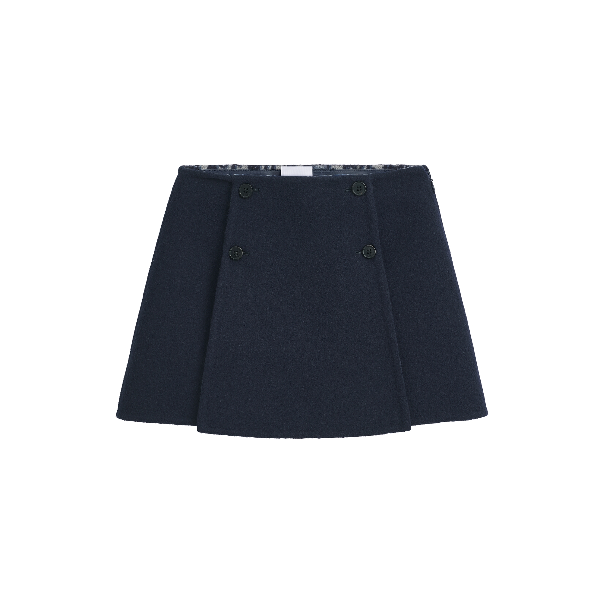 Kids' A-Line Skirt Double-Faced Navy Blue Wool with Beige and Blue Dior Oblique Jacquard E01