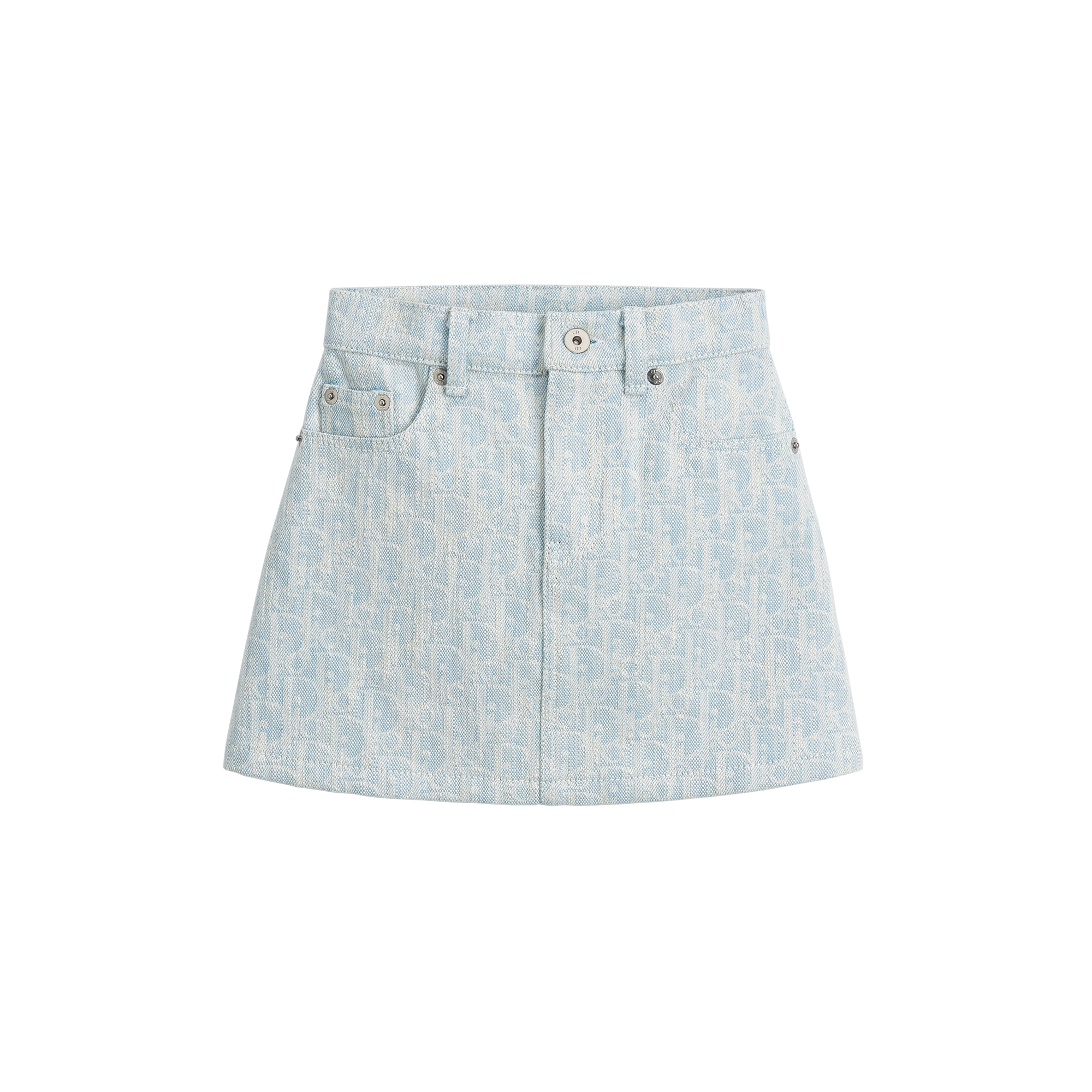 Kids' Short Skirt Light Blue Dior Oblique Washed Cotton Denim E01