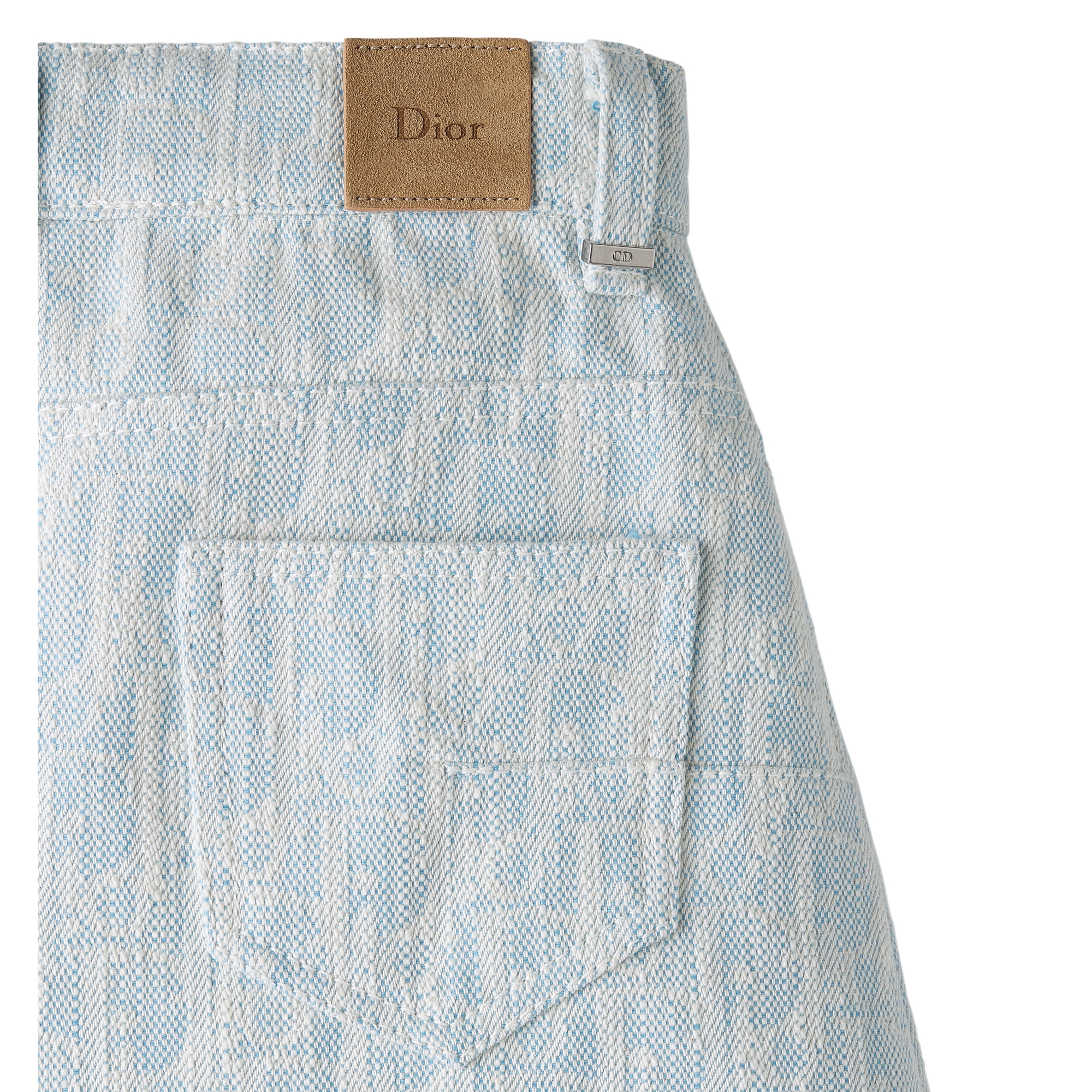 Kids' Short Skirt Light Blue Dior Oblique Washed Cotton Denim E10