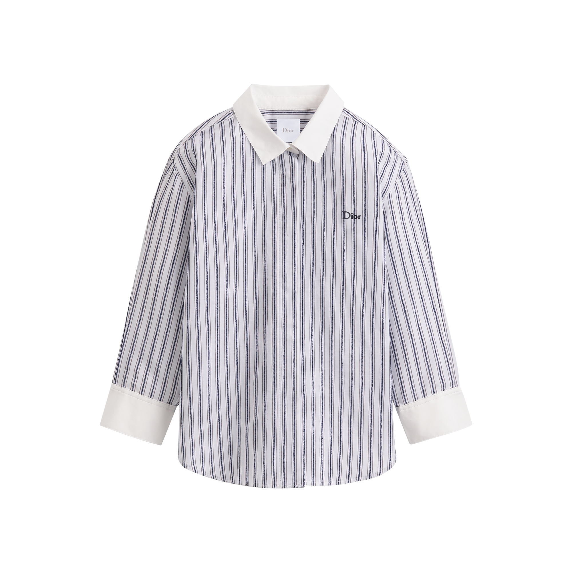 Kids' Shirt Blue and Gray Striped Cotton Poplin E01