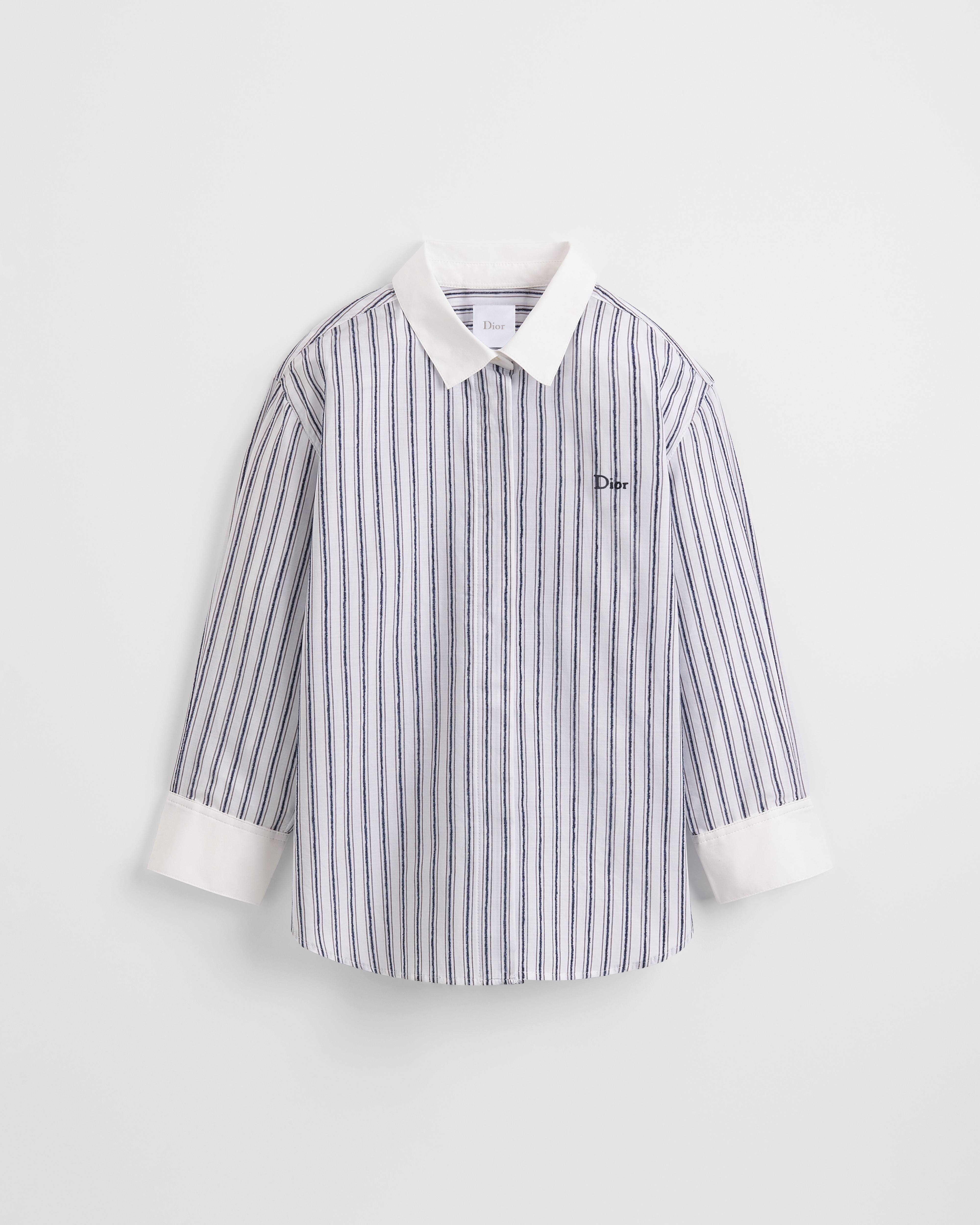 Kids' Shirt Blue and Gray Striped Cotton Poplin E01