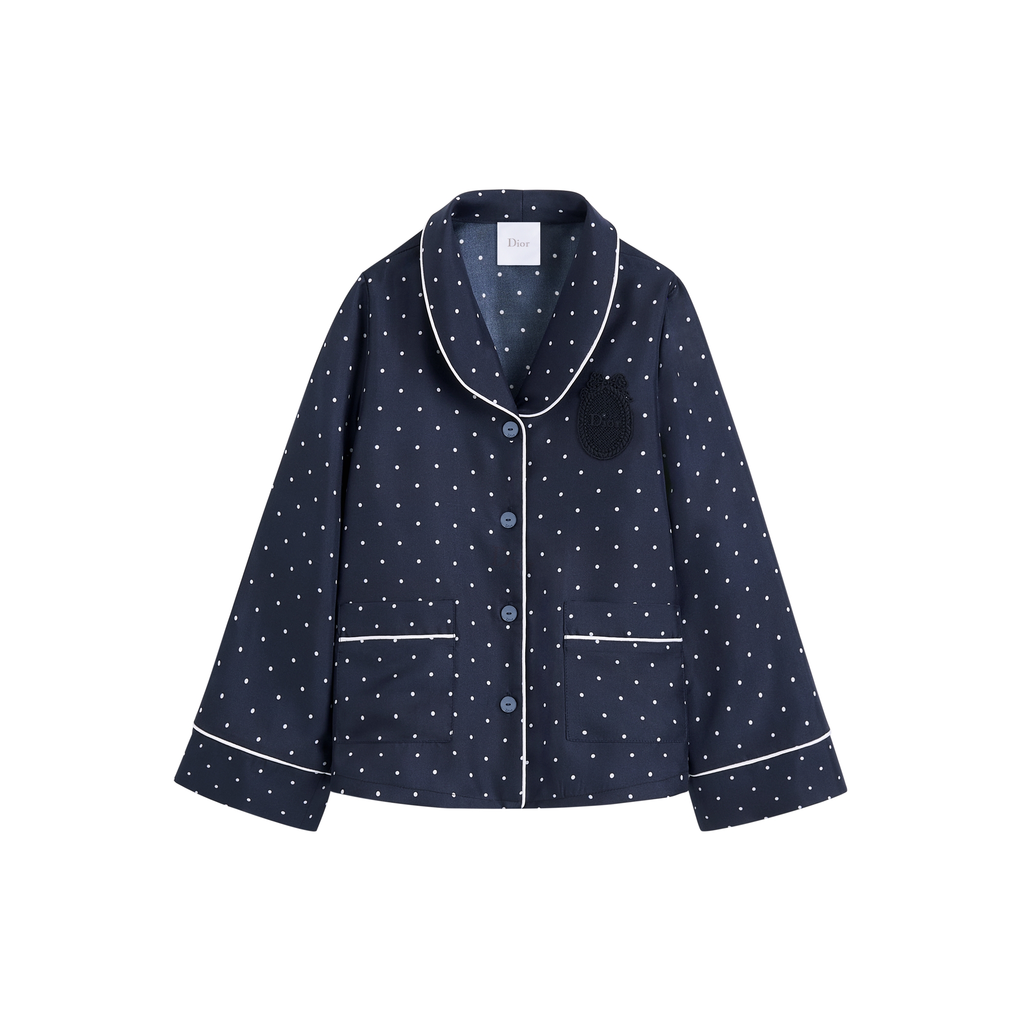 Kids' Shirt Navy Blue Polka Dot Satin E01