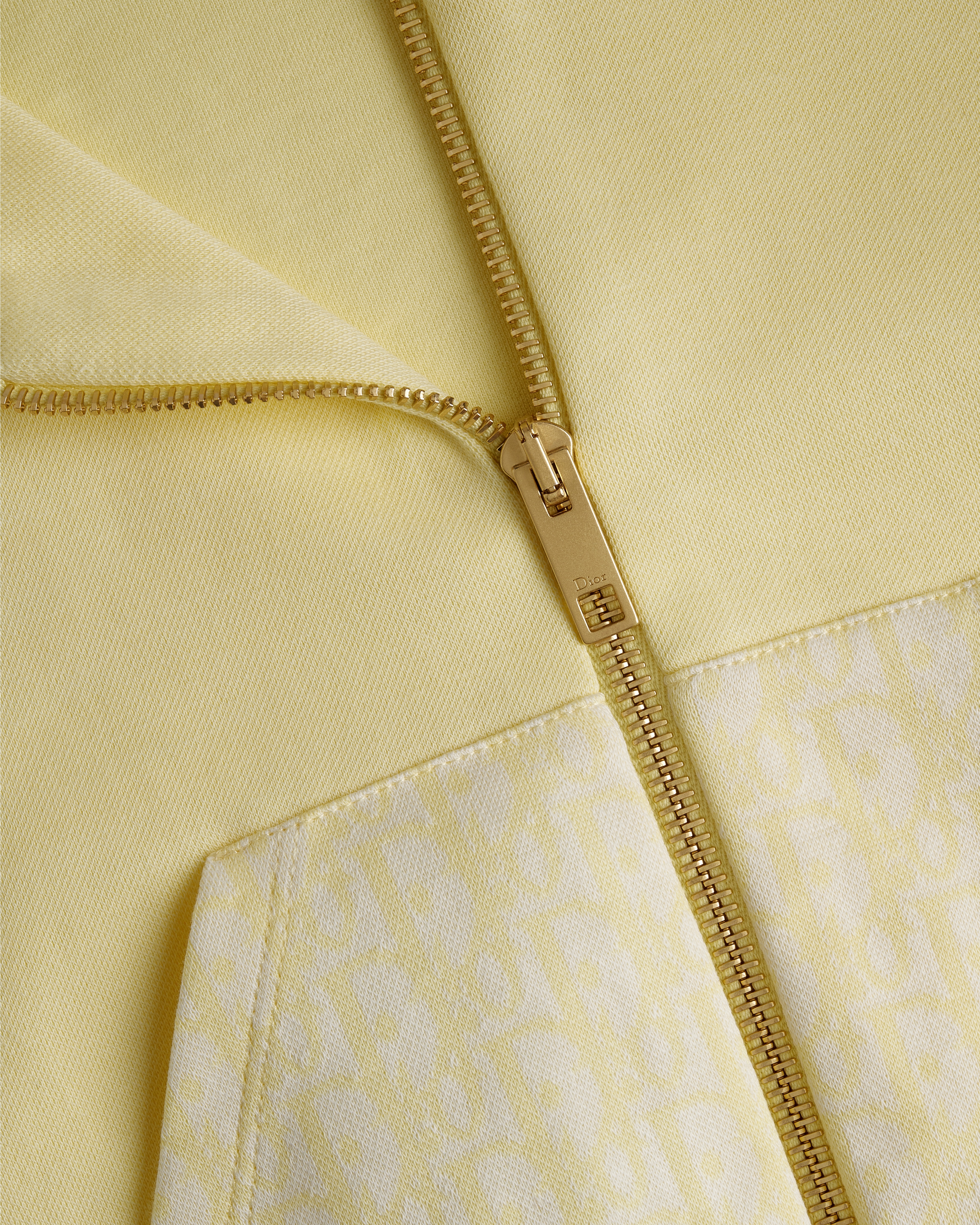 Felpa con cappuccio e cerniera per bambine Cotone felpato e jacquard Dior Oblique giallo pallido E10