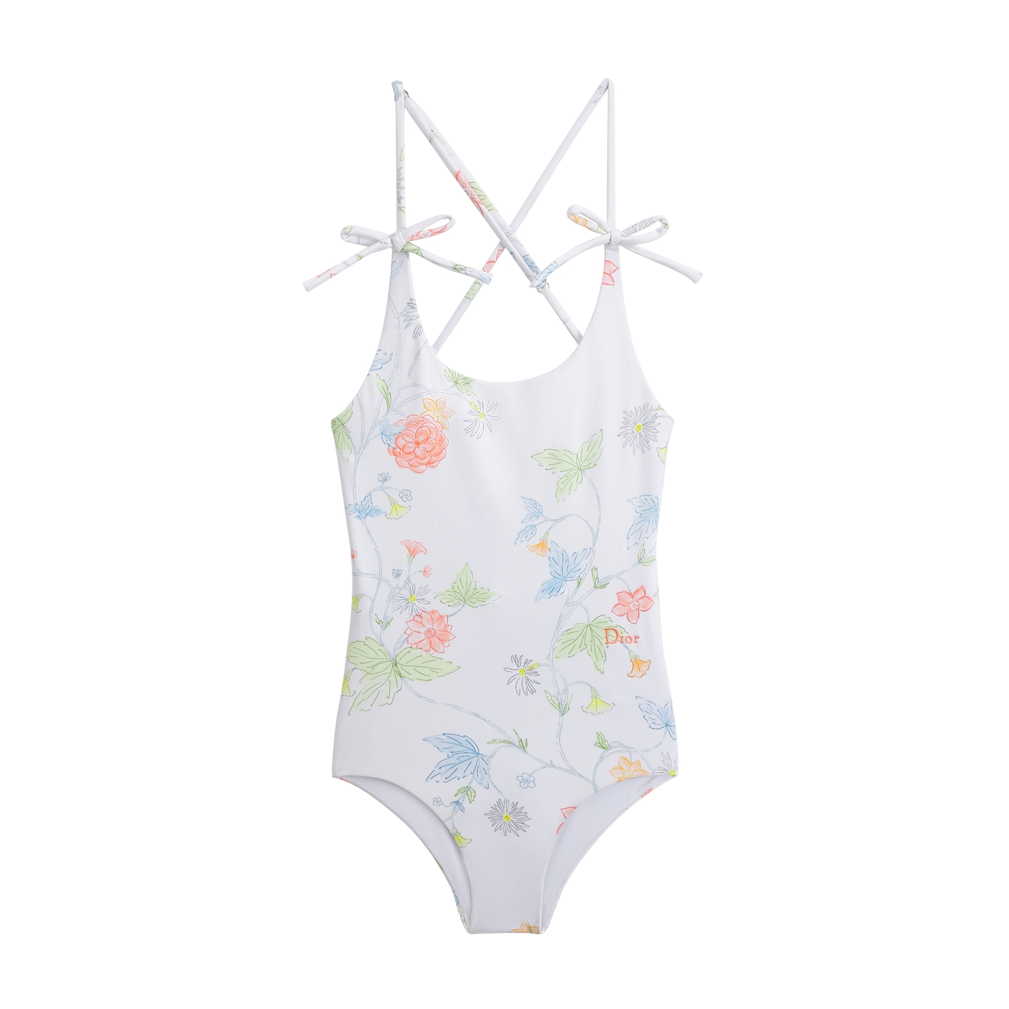 Kids' One-Piece Swimsuit Ivory Technical Fabric with Multicolor
