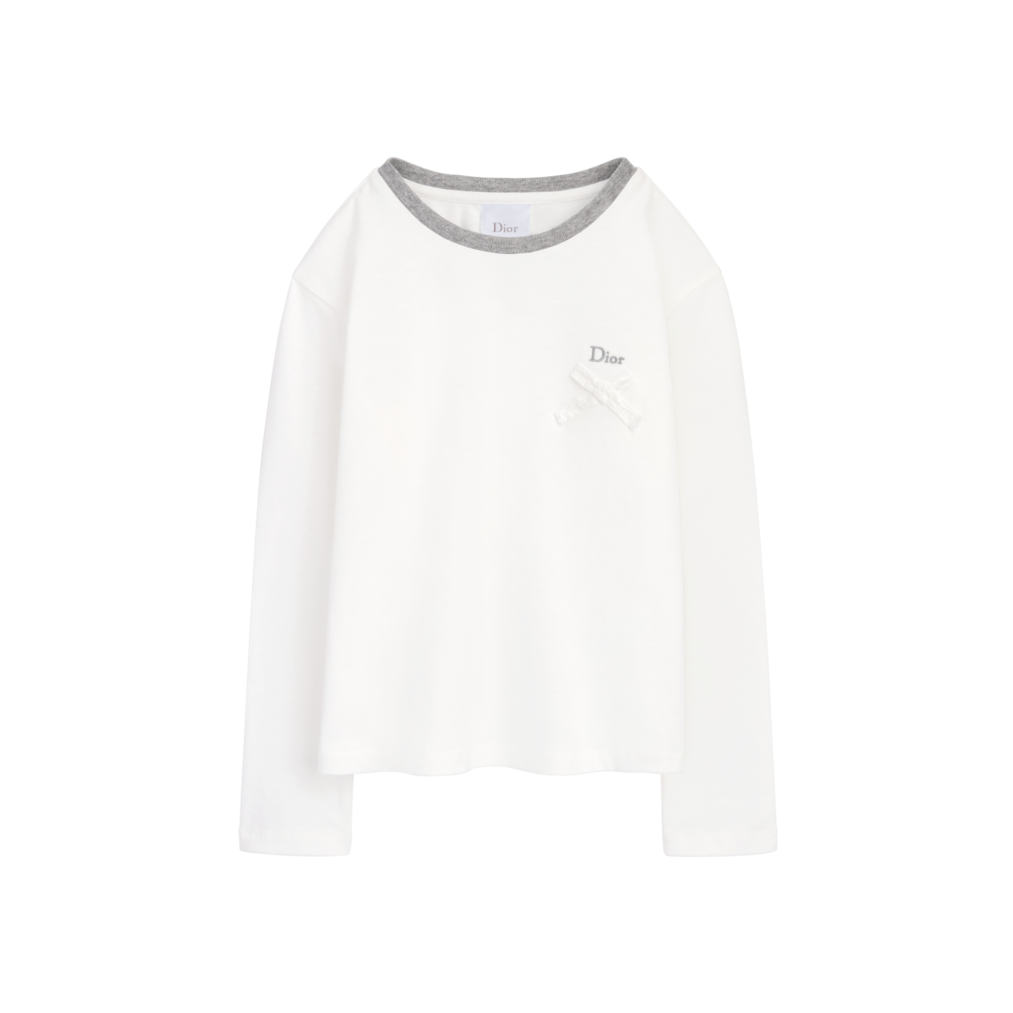 Kids' Long-Sleeved T-Shirt Ivory Cotton Jersey E01