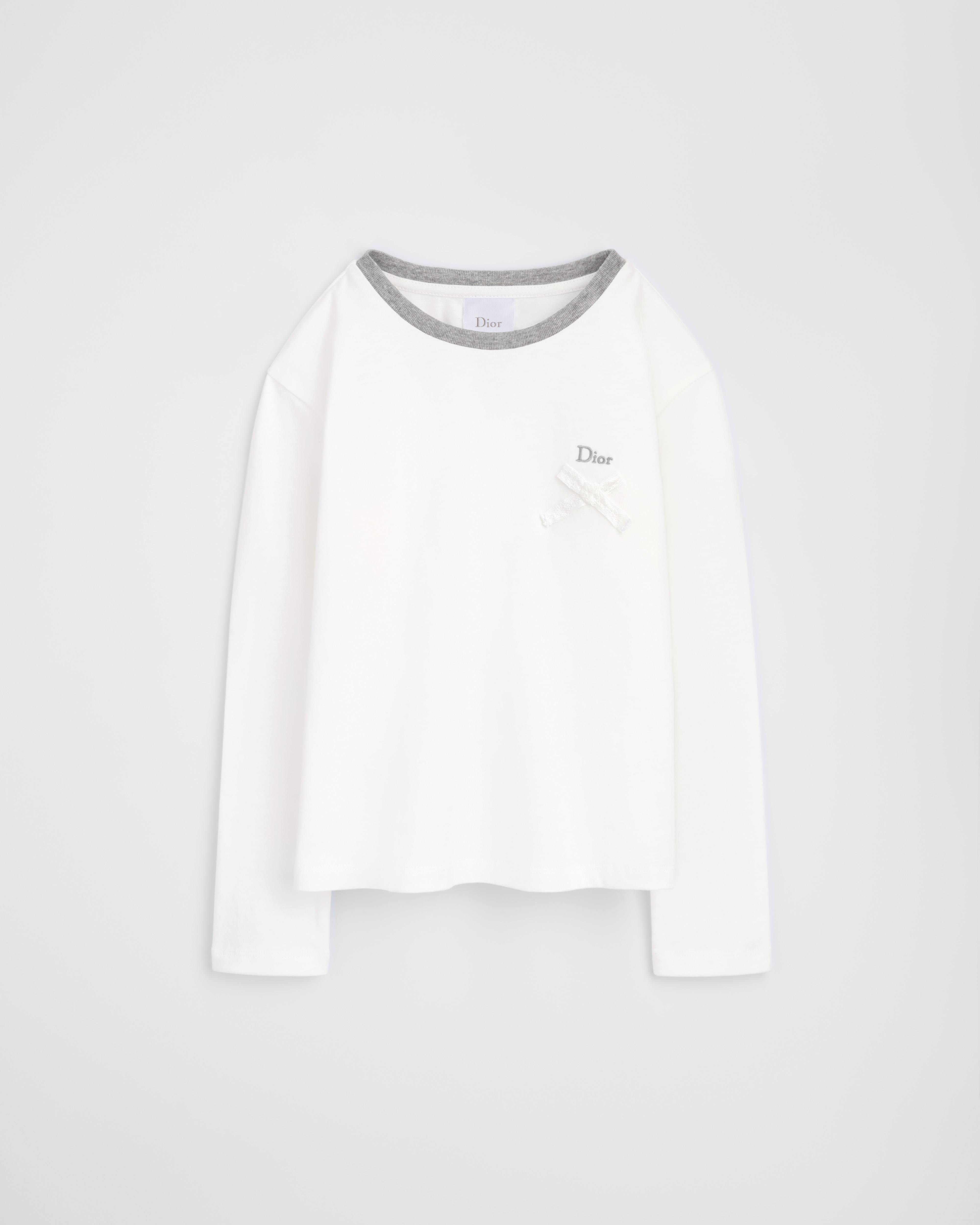 Maglia a maniche lunghe per bambine Jersey di cotone avorio E01