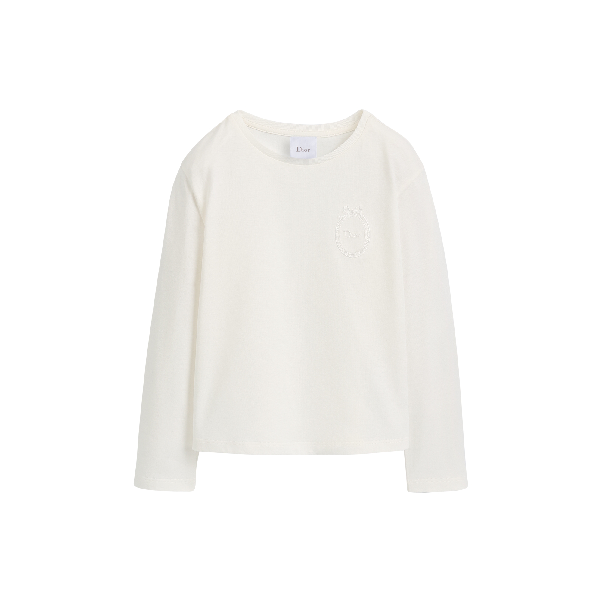 Kids' Long-Sleeved T-Shirt Ivory Cotton Jersey E01