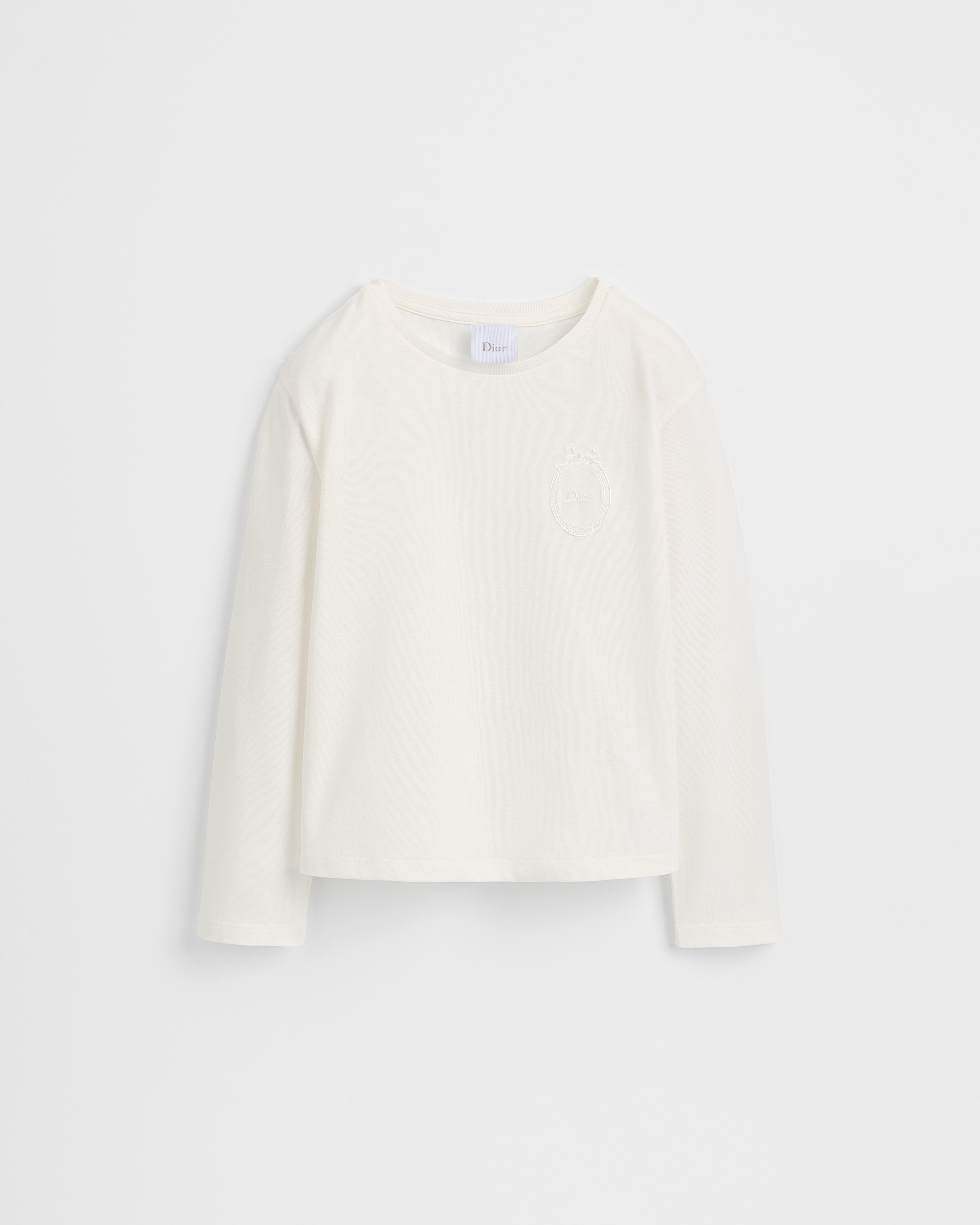 Kids' Long-Sleeved T-Shirt Ivory Cotton Jersey E01