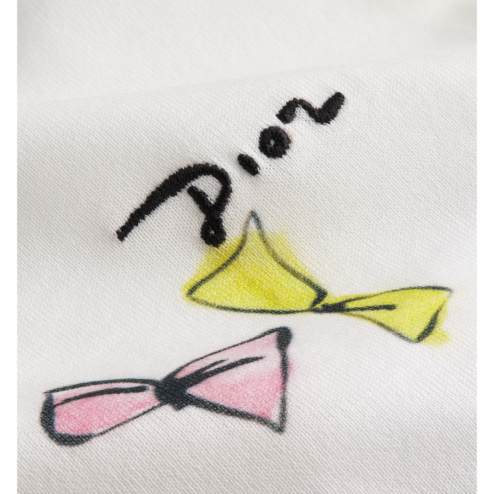 Kids' T-Shirt White Cotton Jersey with Multicolor Dior Bows Motif E10