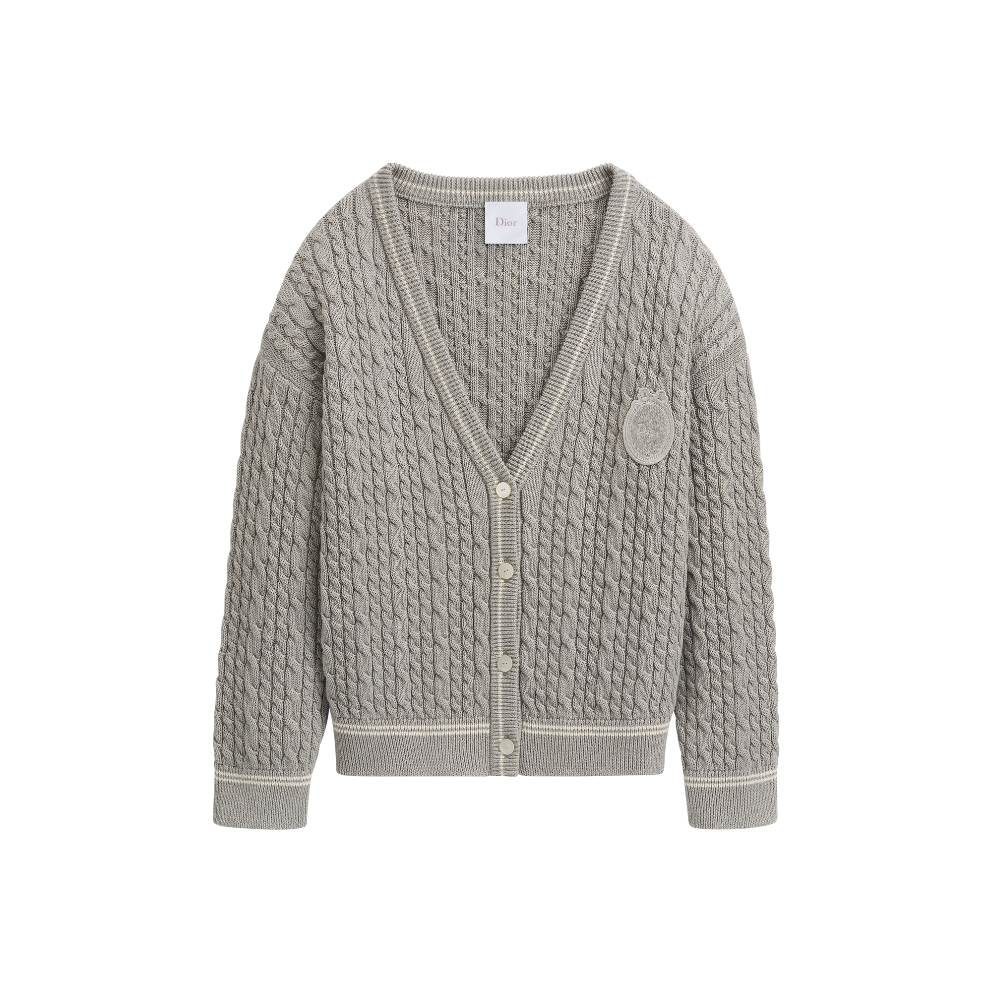 Kids' Cardigan Gray Cable-Knit Cotton and Cashmere E01