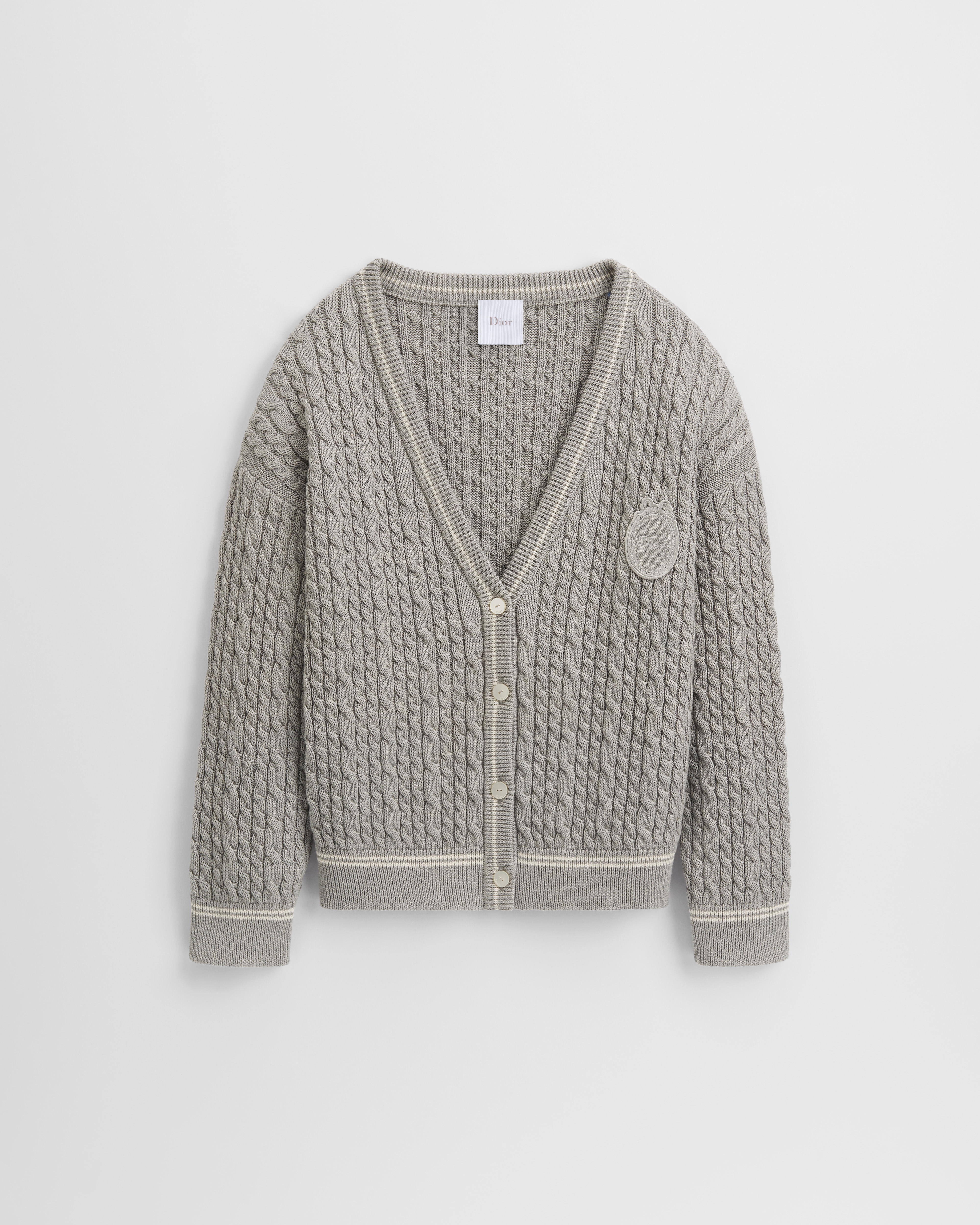 Cardigan per bambini Maglia di cotone e cachemire a trecce grigia E01