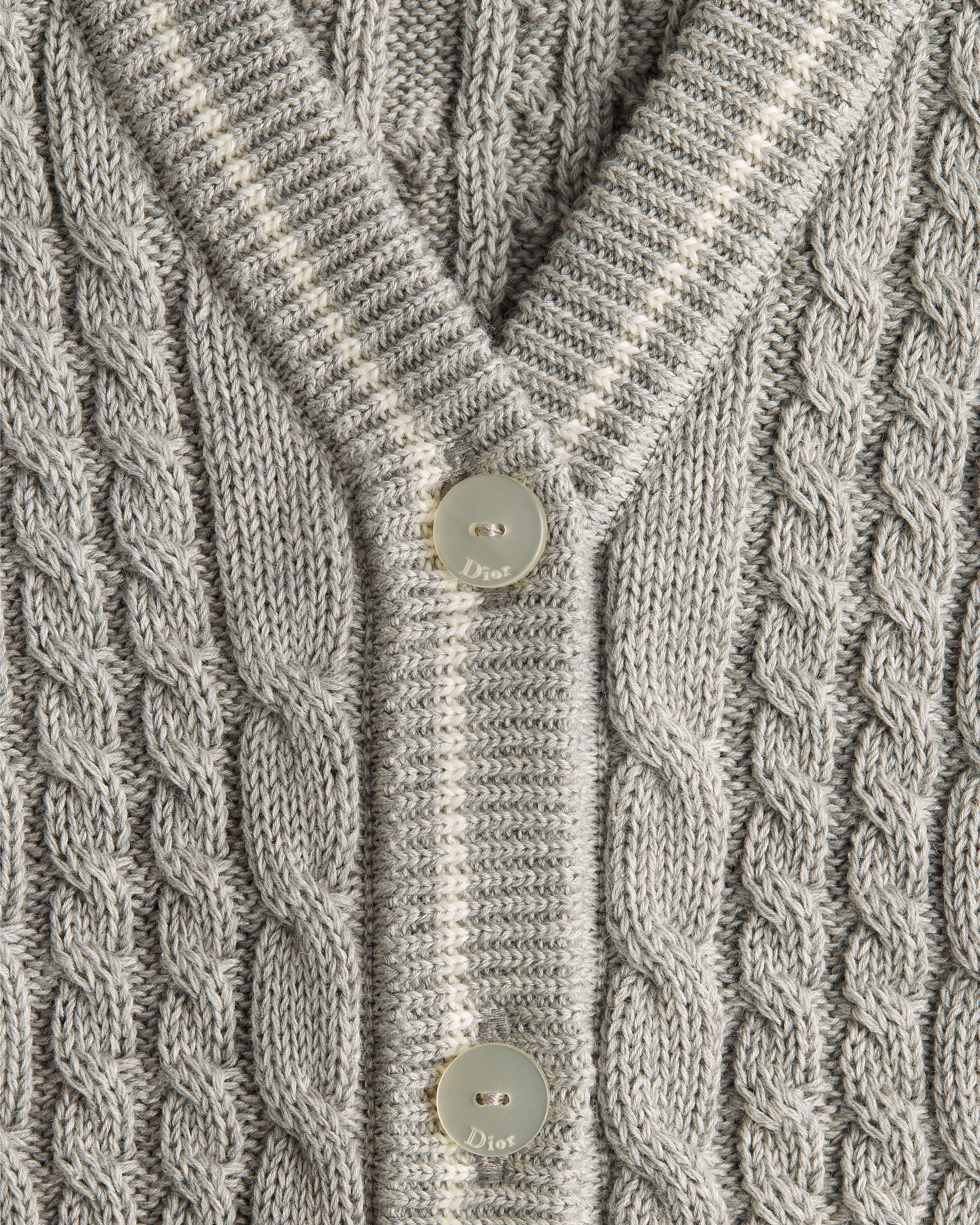 Kids' Cardigan Gray Cable-Knit Cotton and Cashmere E10