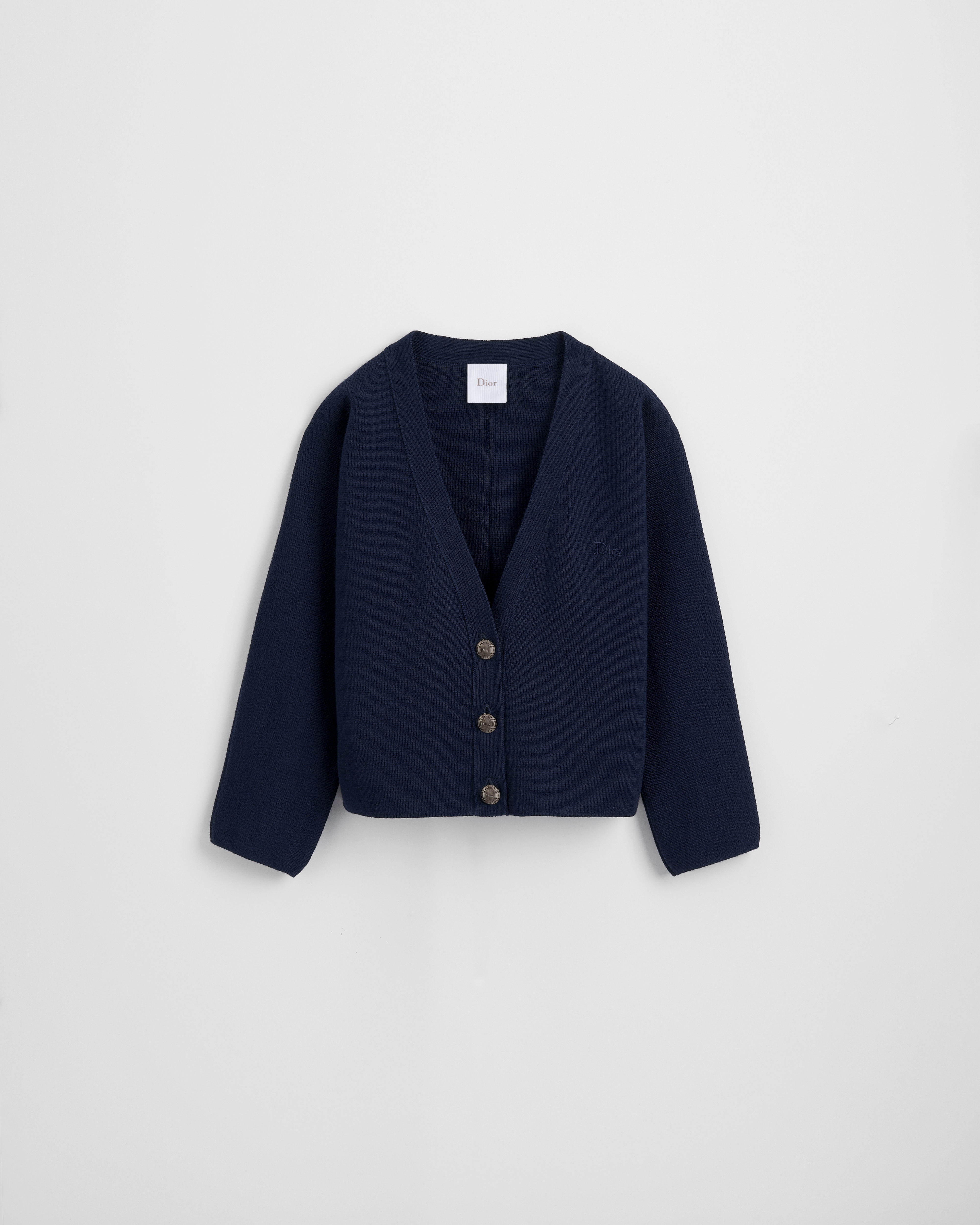 Kids' Cardigan Navy Blue Punto Milano Wool Knit E01