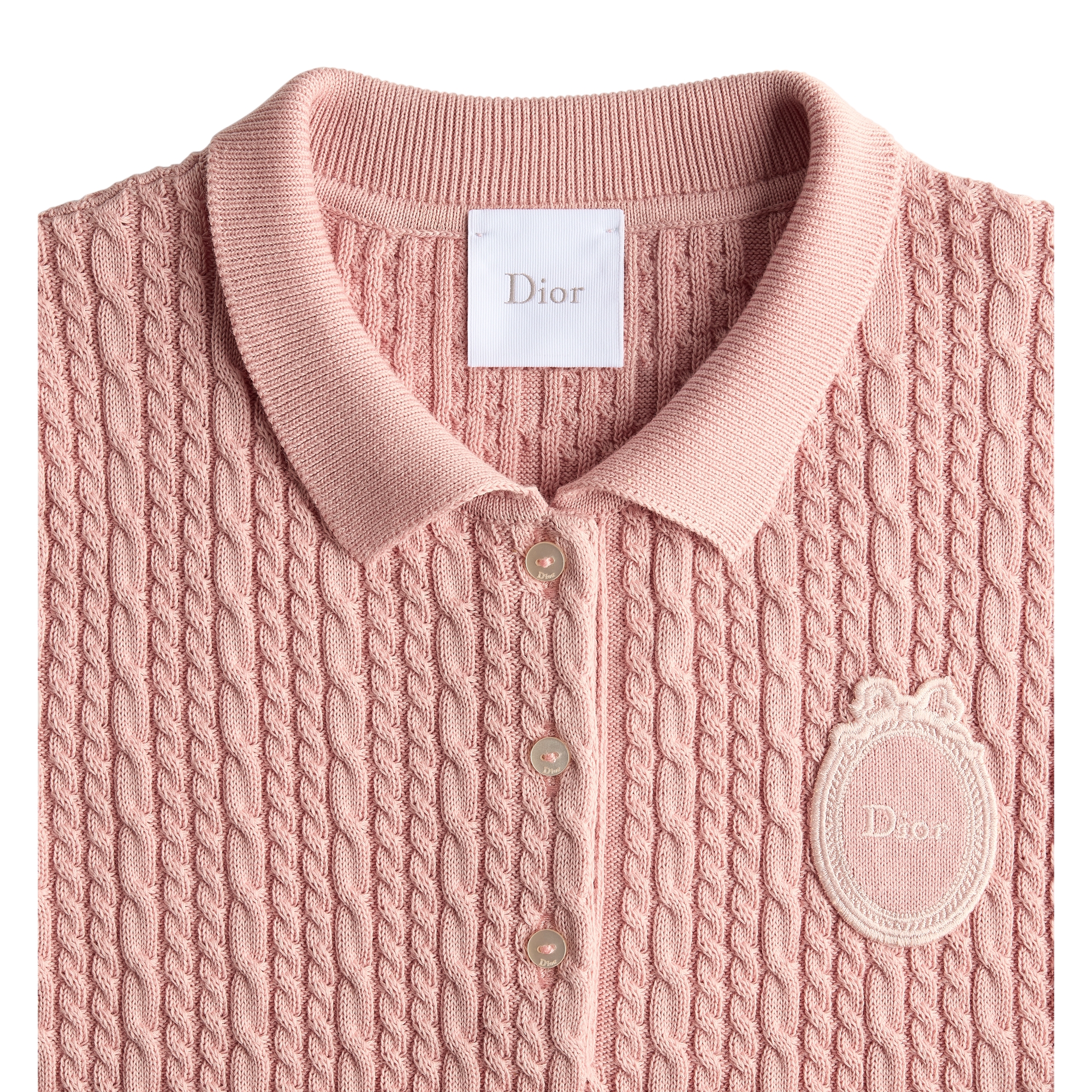 Kids' Polo Dress Pink Cable-Knit Cotton and Cashmere E10