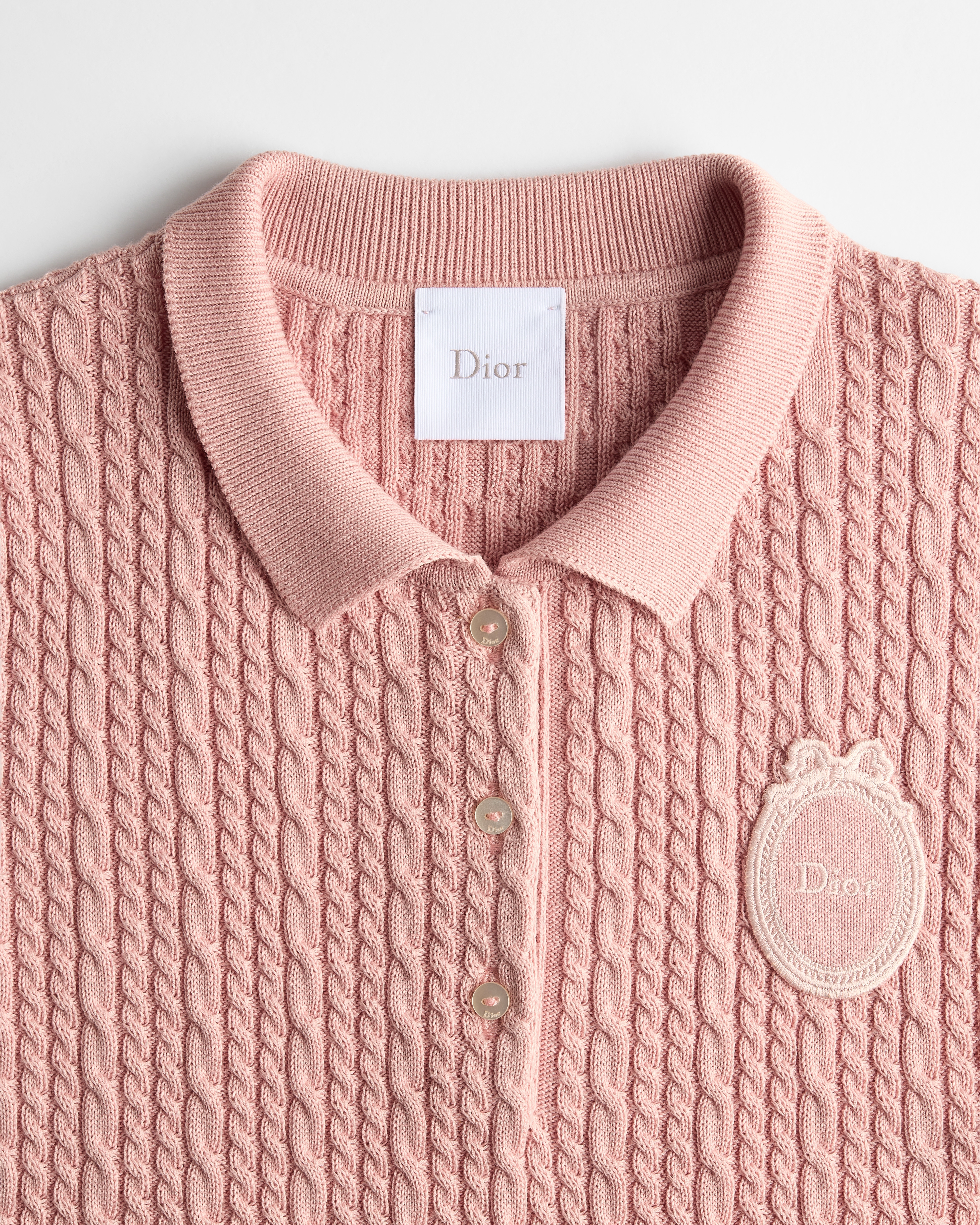Kids' Polo Dress Pink Cable-Knit Cotton and Cashmere E10