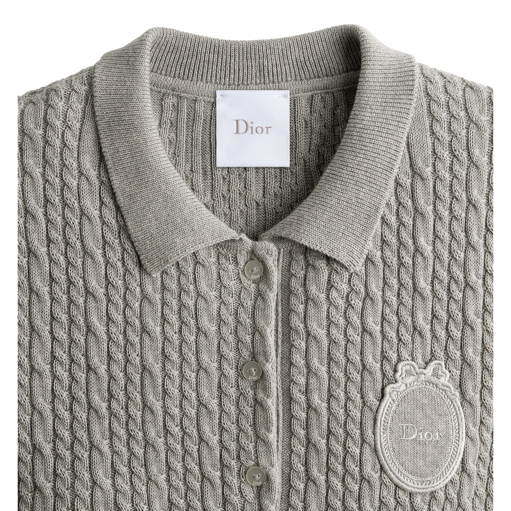 Kids' Polo Dress Gray Cable-Knit Cotton and Cashmere E10