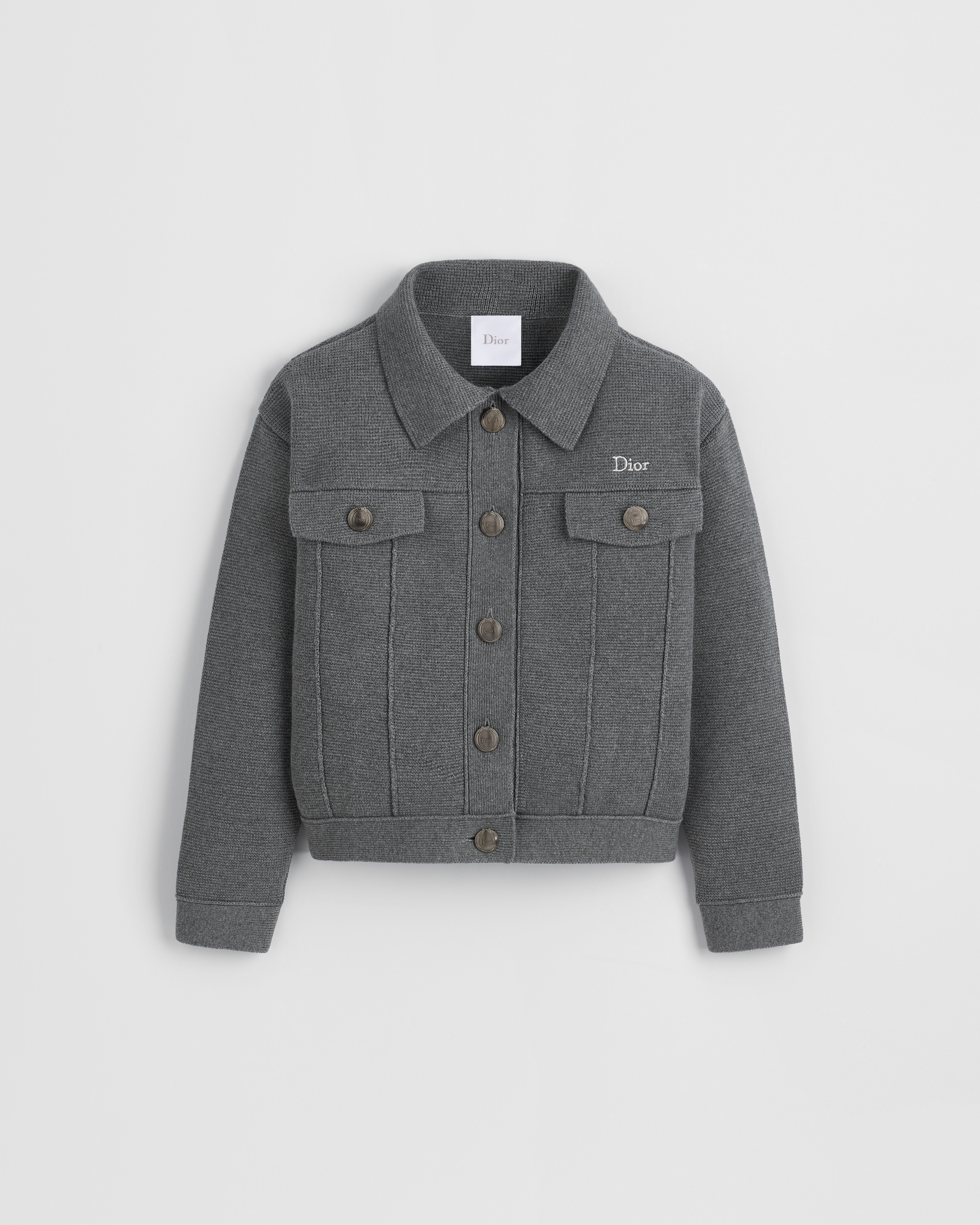 Kids' Jacket Anthracite Gray Cotton and Cashmere Punto Milano Knit E01