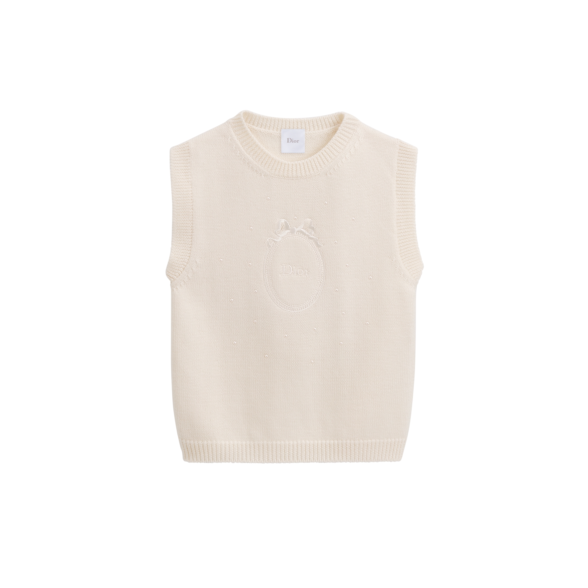 Kids' Sweater Vest Ivory Wool Knit E01