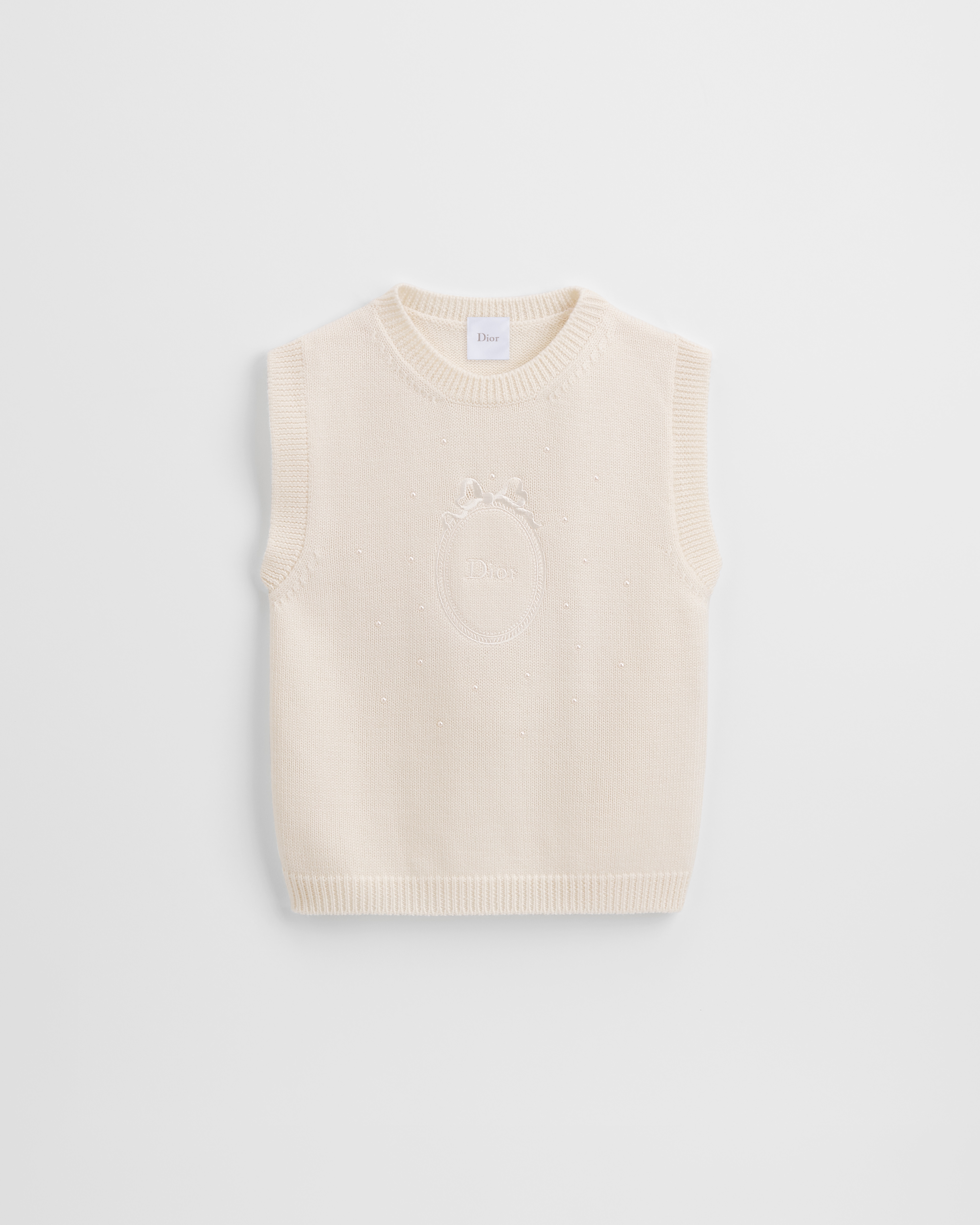 Kids' Sweater Vest Ivory Wool Knit E01