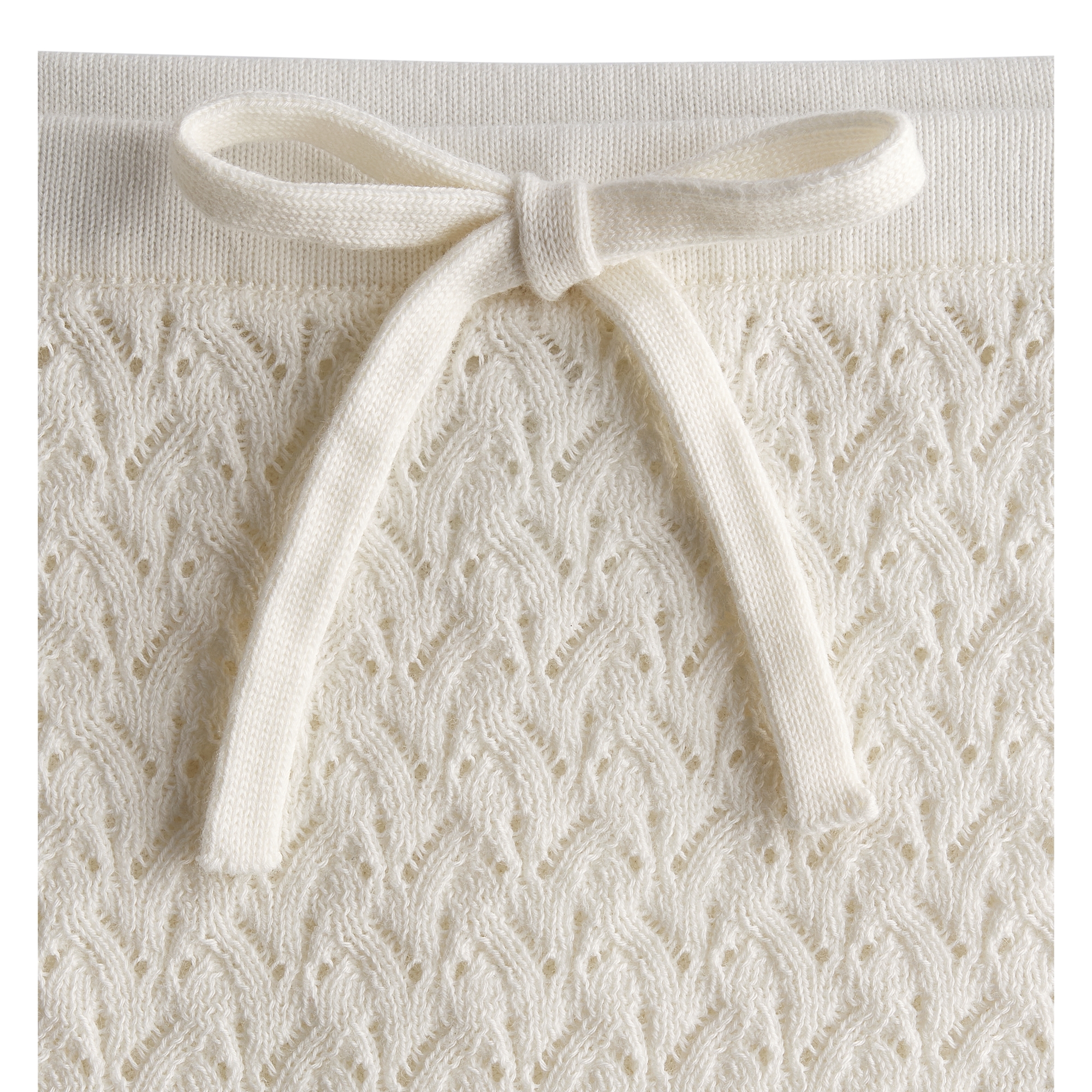 Kids' Short Skirt Ivory Cotton Pointelle Knit E10