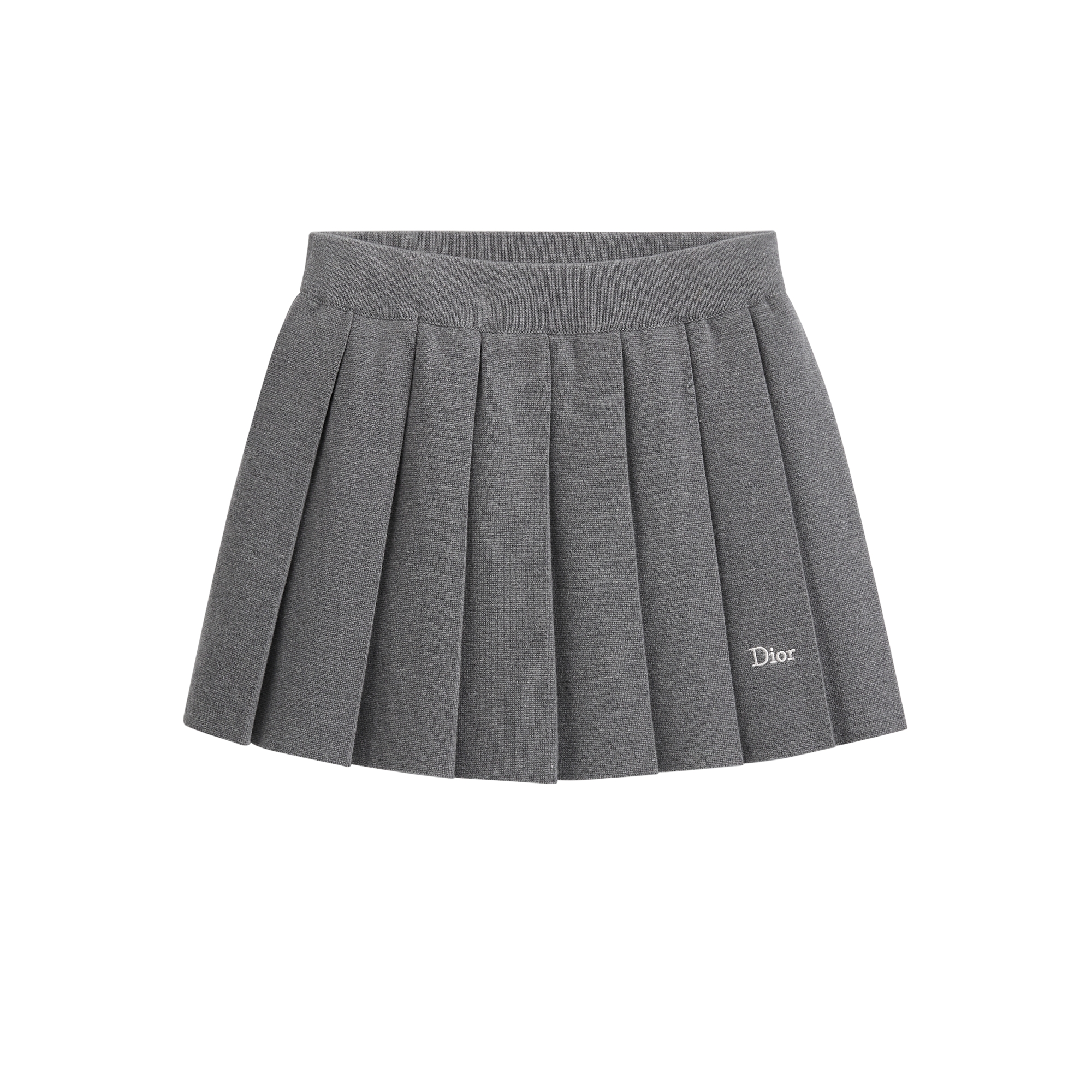 Kids' Pleated Skirt Anthracite Gray Cotton and Cashmere Punto Milano Knit E01