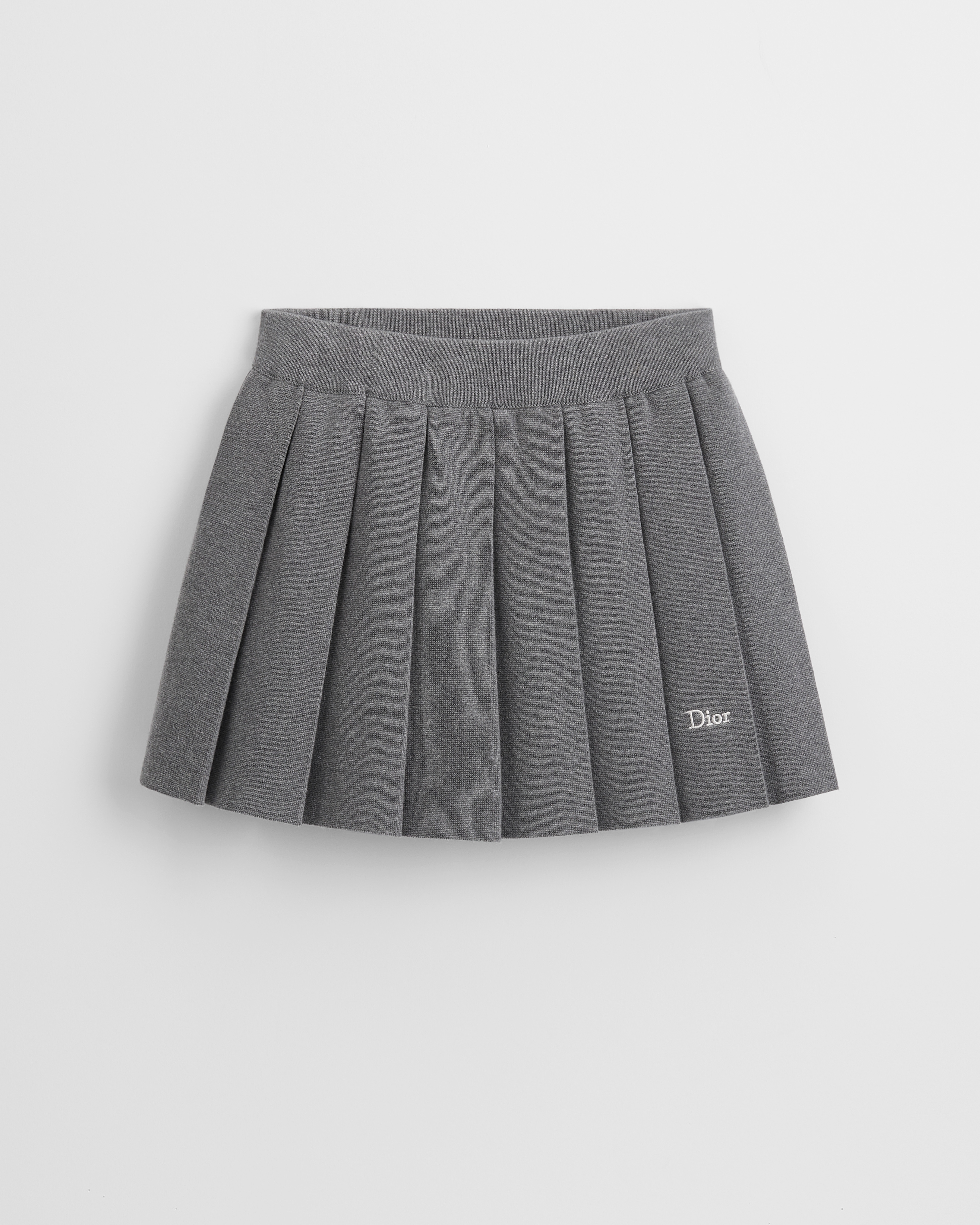 Gonna plissettata per bambini Maglia di cotone e cachemire punto Milano grigio antracite E01