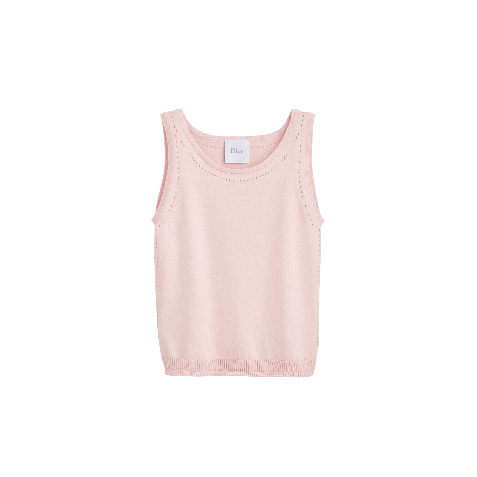 Kids' Tank Top Pale Pink Cotton and Cashmere Knit E01