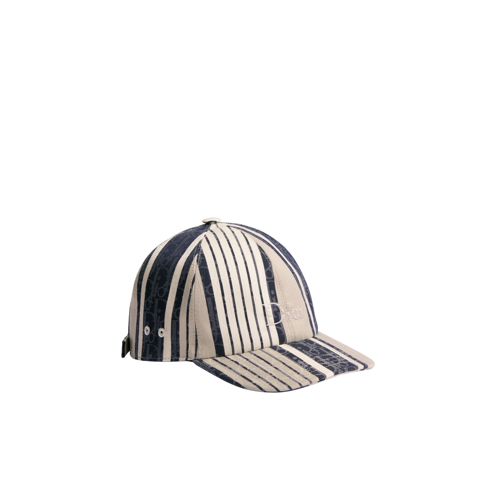 Kids' Cap Gray and Blue Striped Dior Oblique Sun Stripes Cotton-Silk Jacquard E03