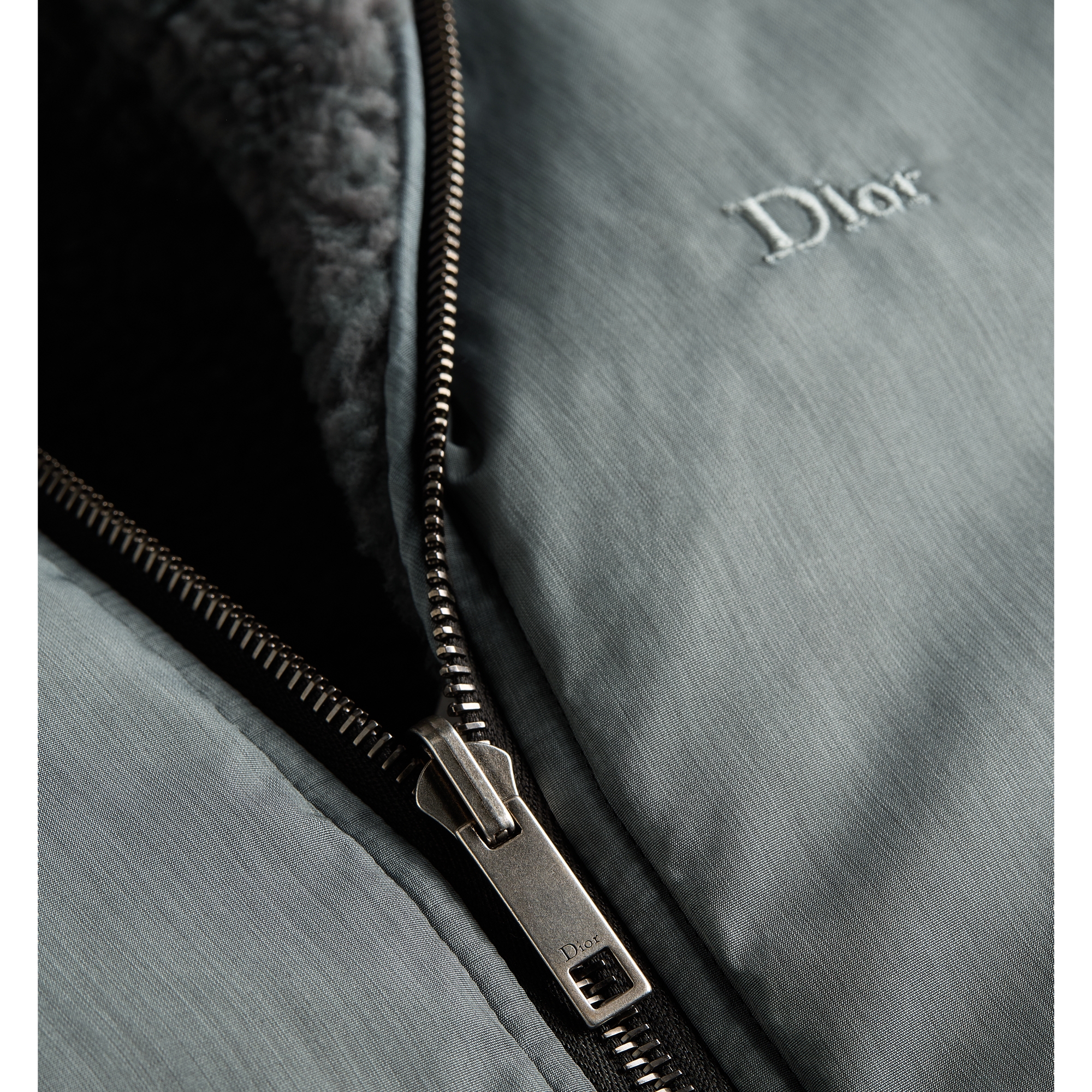 Kids' Reversible Hooded Jacket Deep Gray Bouclé and Gray Water-Repellent Technical Fabric E10