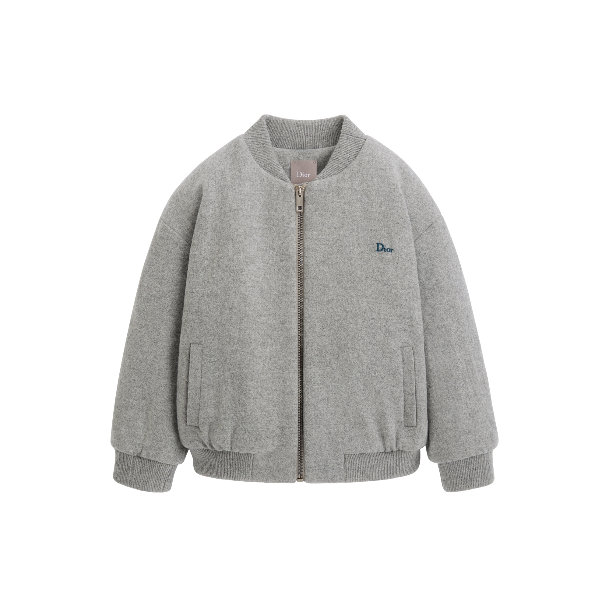 Kids' Jacket Heathered Light Gray Quilted Wool Blend | DIOR FI