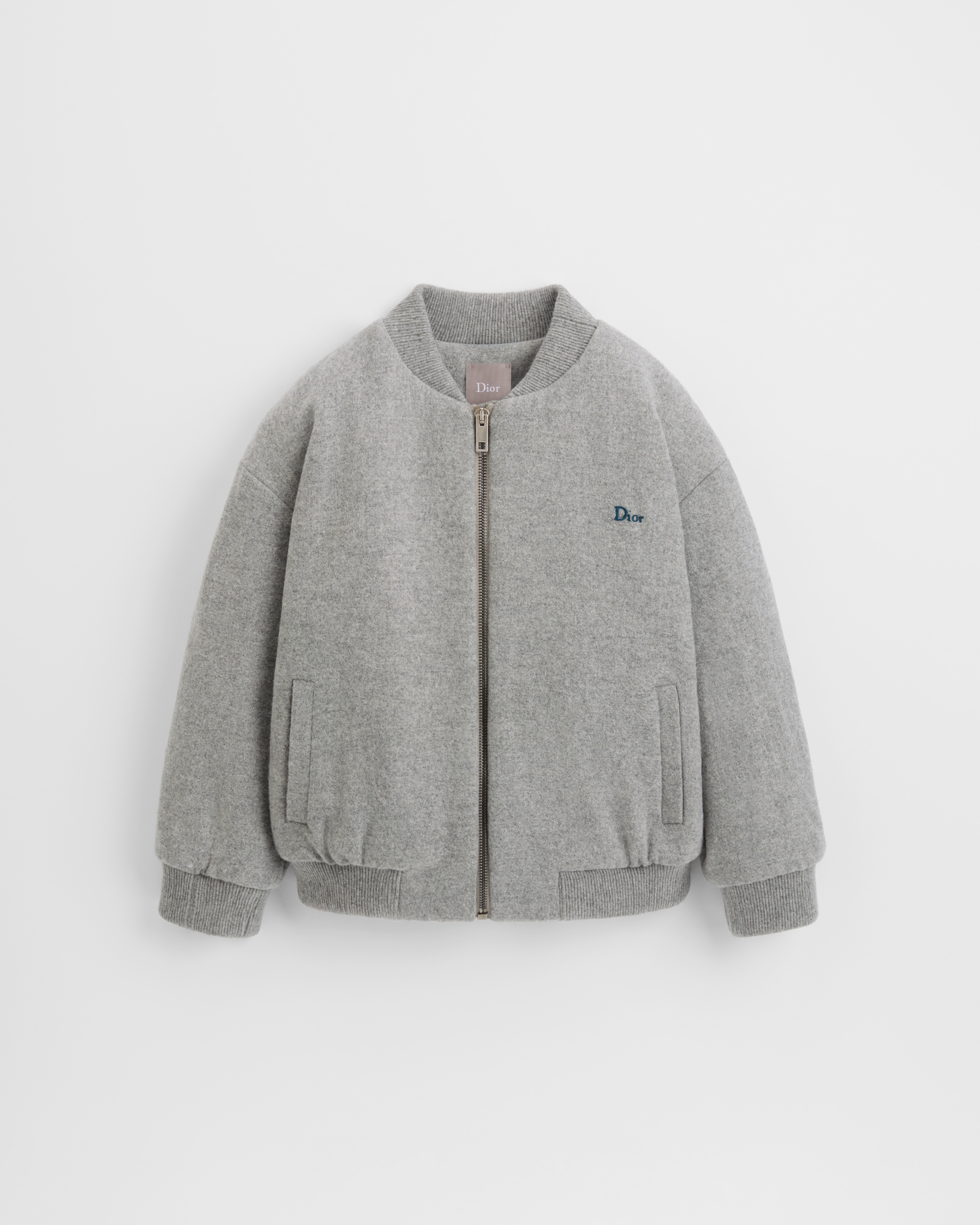 Kids' Jacket Heathered Light Gray Quilted Wool Blend E01