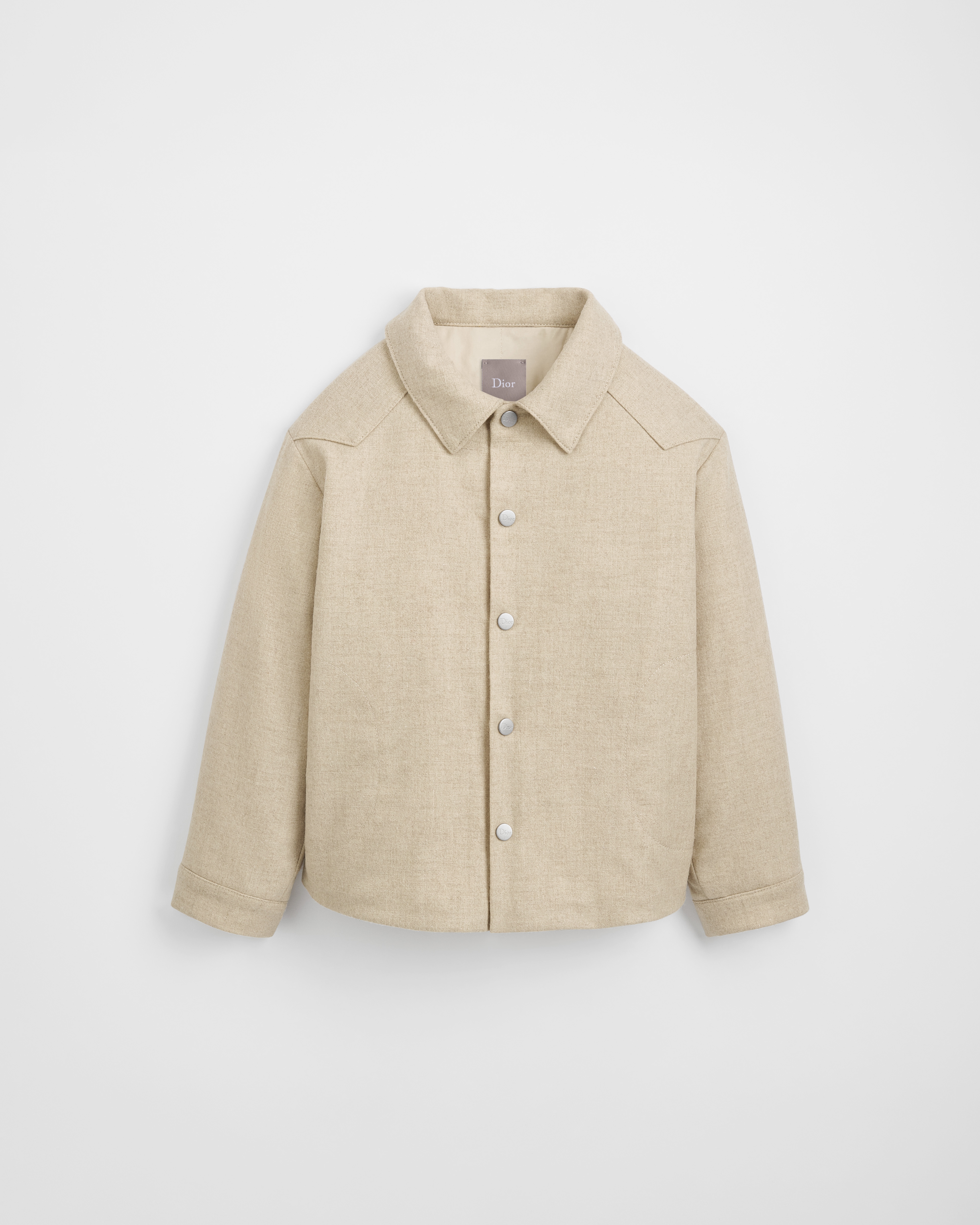 Kids' Overshirt Beige Padded Wool-Blend Flannel E01